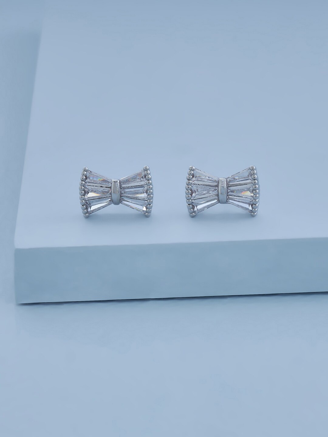 

Kushal's Fashion Jewellery Rhodium-Plated Contemporary Studs Earrings, White