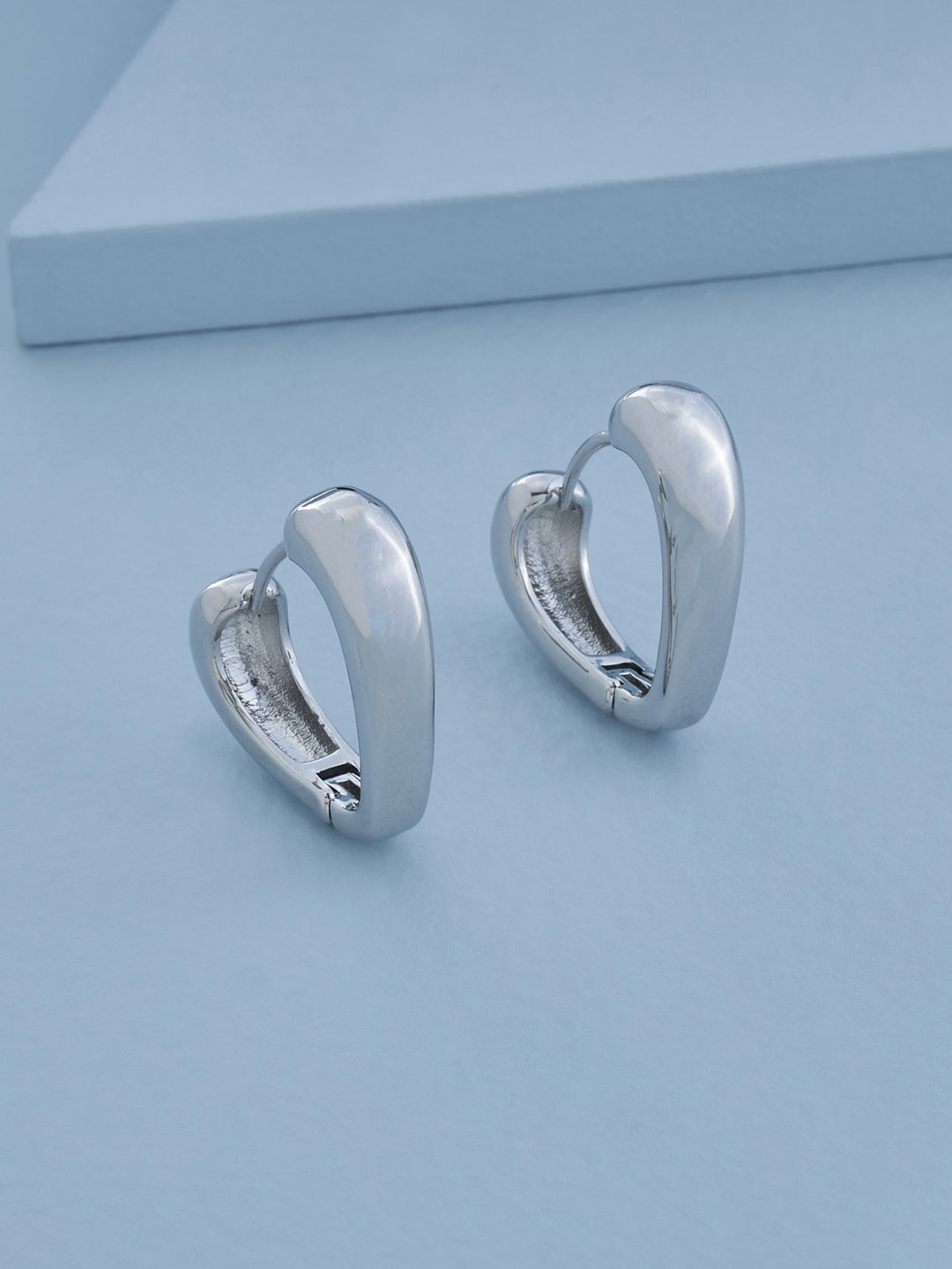 

Kushal's Fashion Jewellery Rhodium-Plated Contemporary Hoop Earrings, Silver