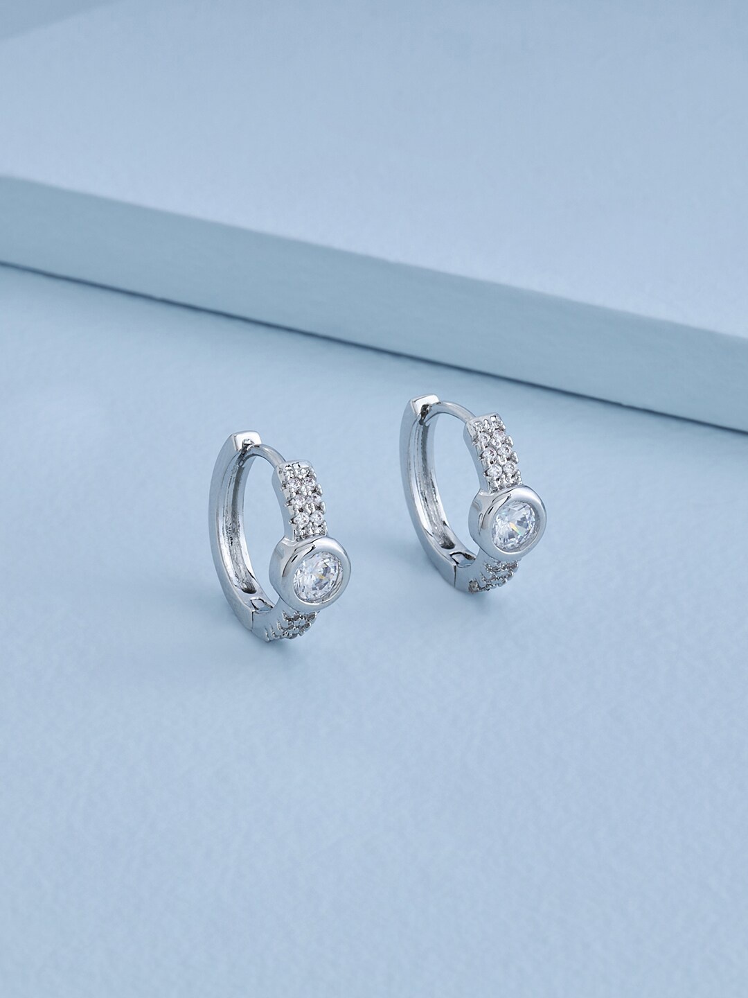 

Kushal's Fashion Jewellery Rhodium Plated Contemporary Hoop Earrings, White