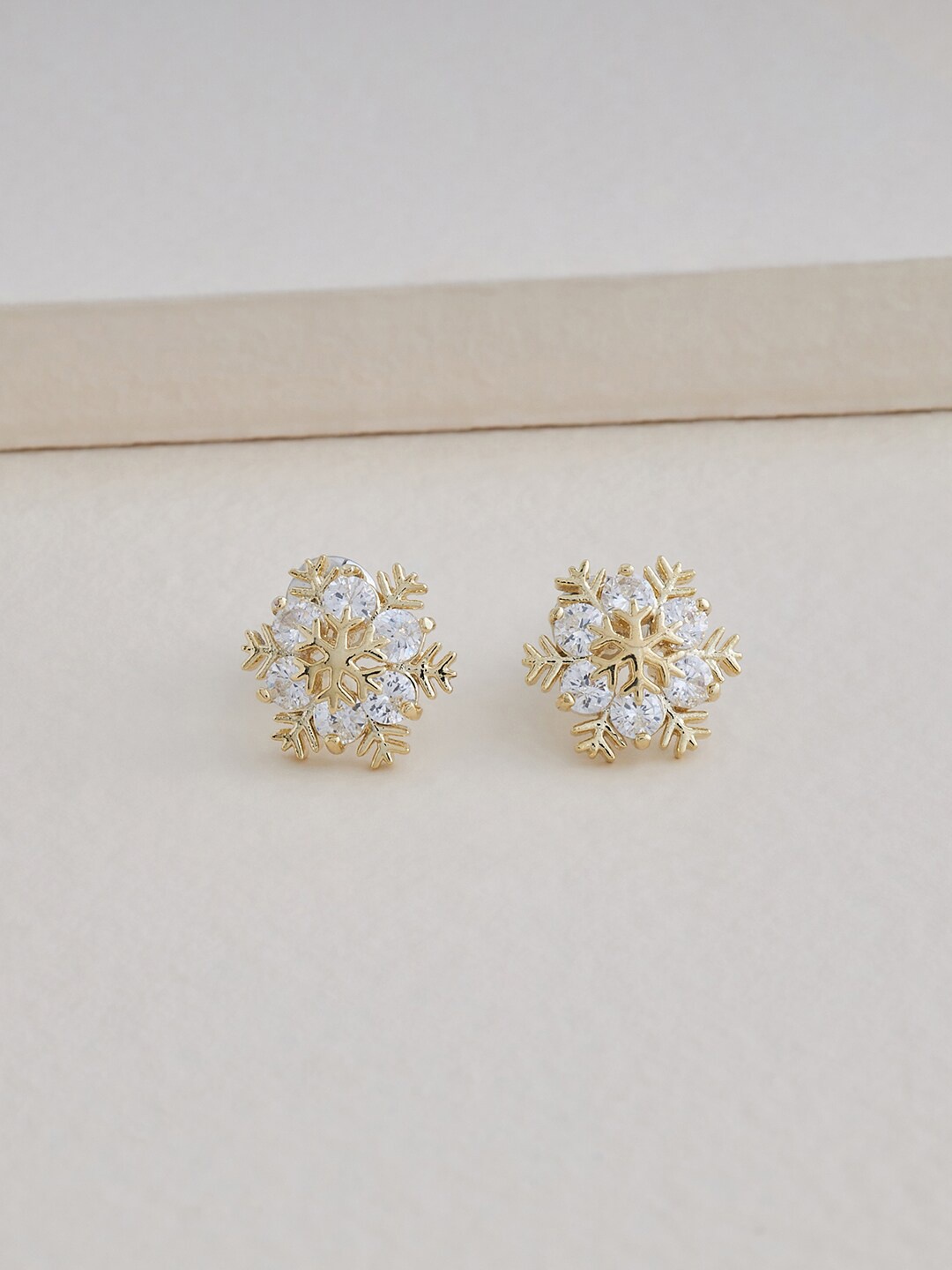 

Kushal's Fashion Jewellery Gold Plated CZ Floral Studs Earrings, White
