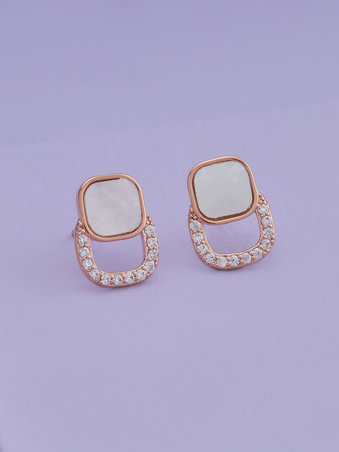 

Kushal's Fashion Jewellery Rose Gold-Plated Cubic Zirconia Contemporary Studs Earrings, White