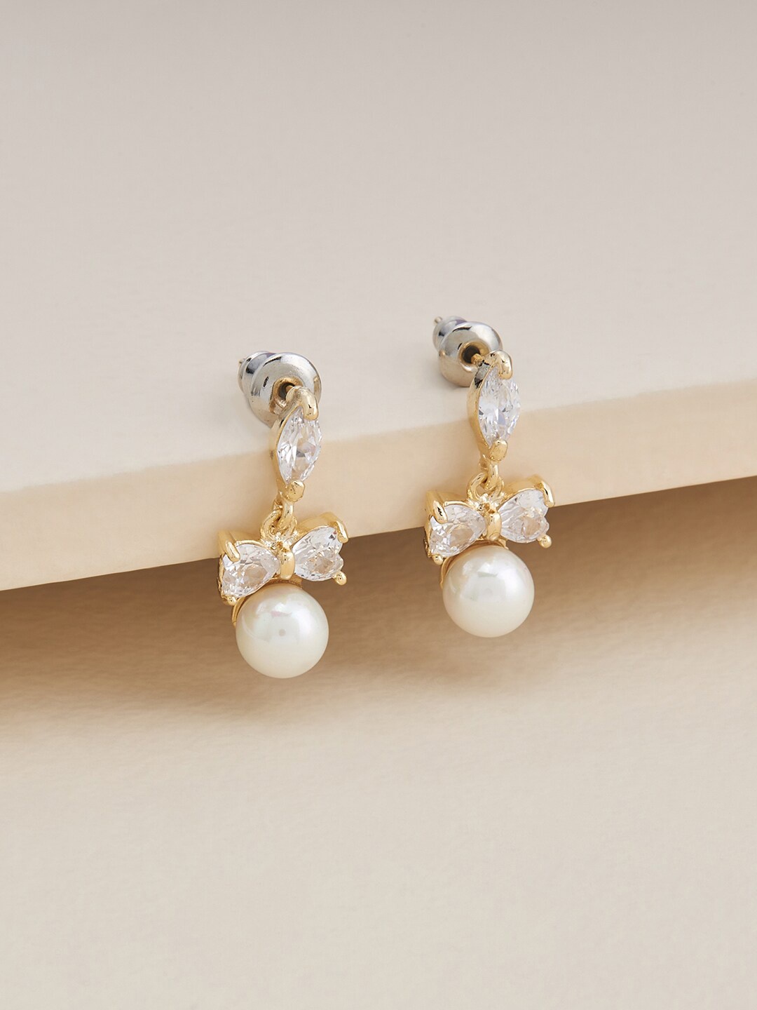 

Kushal's Fashion Jewellery Gold-Plated Contemporary Drop Earrings, White