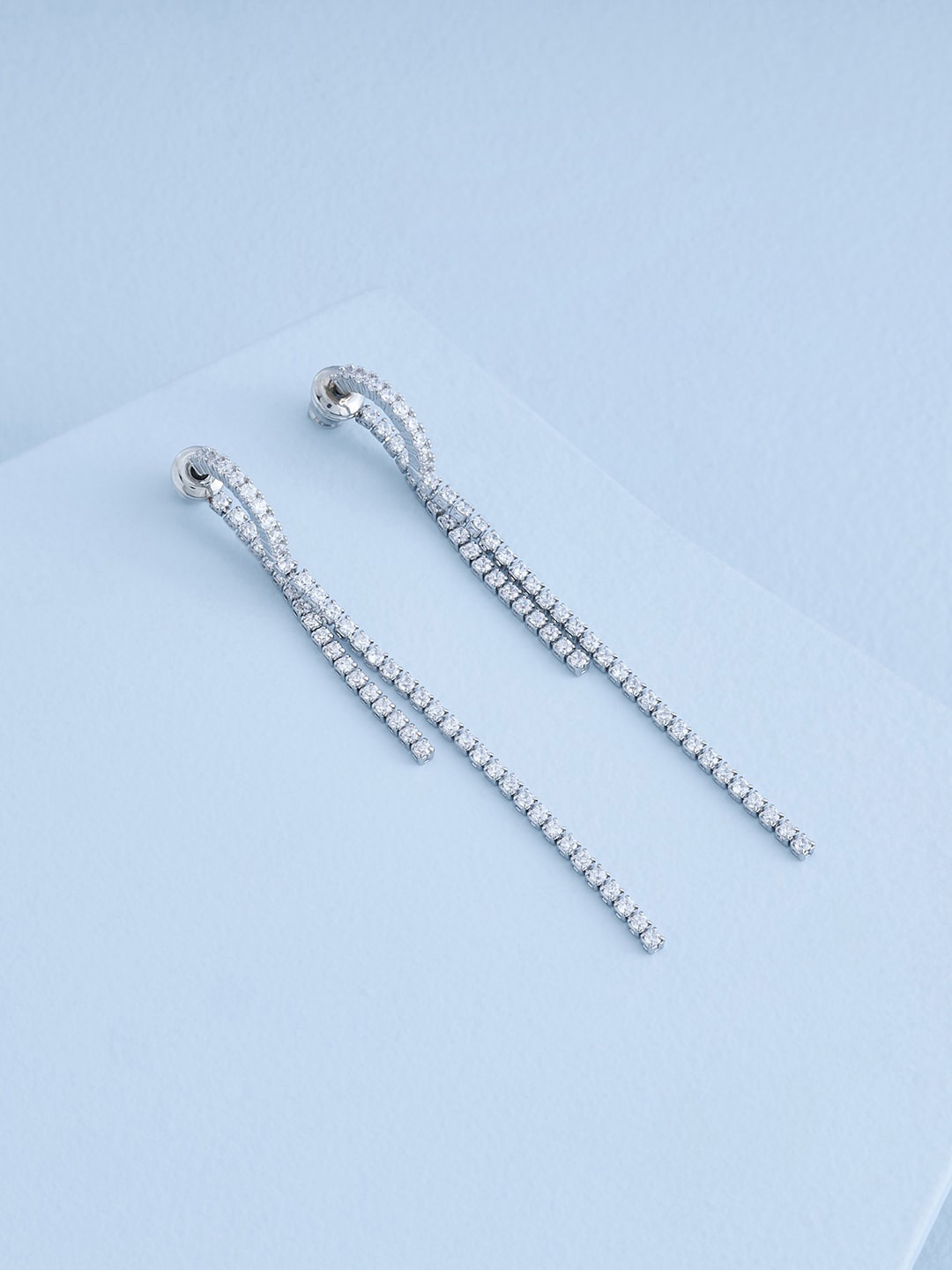 

Kushal's Fashion Jewellery Rhodium Plated Contemporary Studs, White