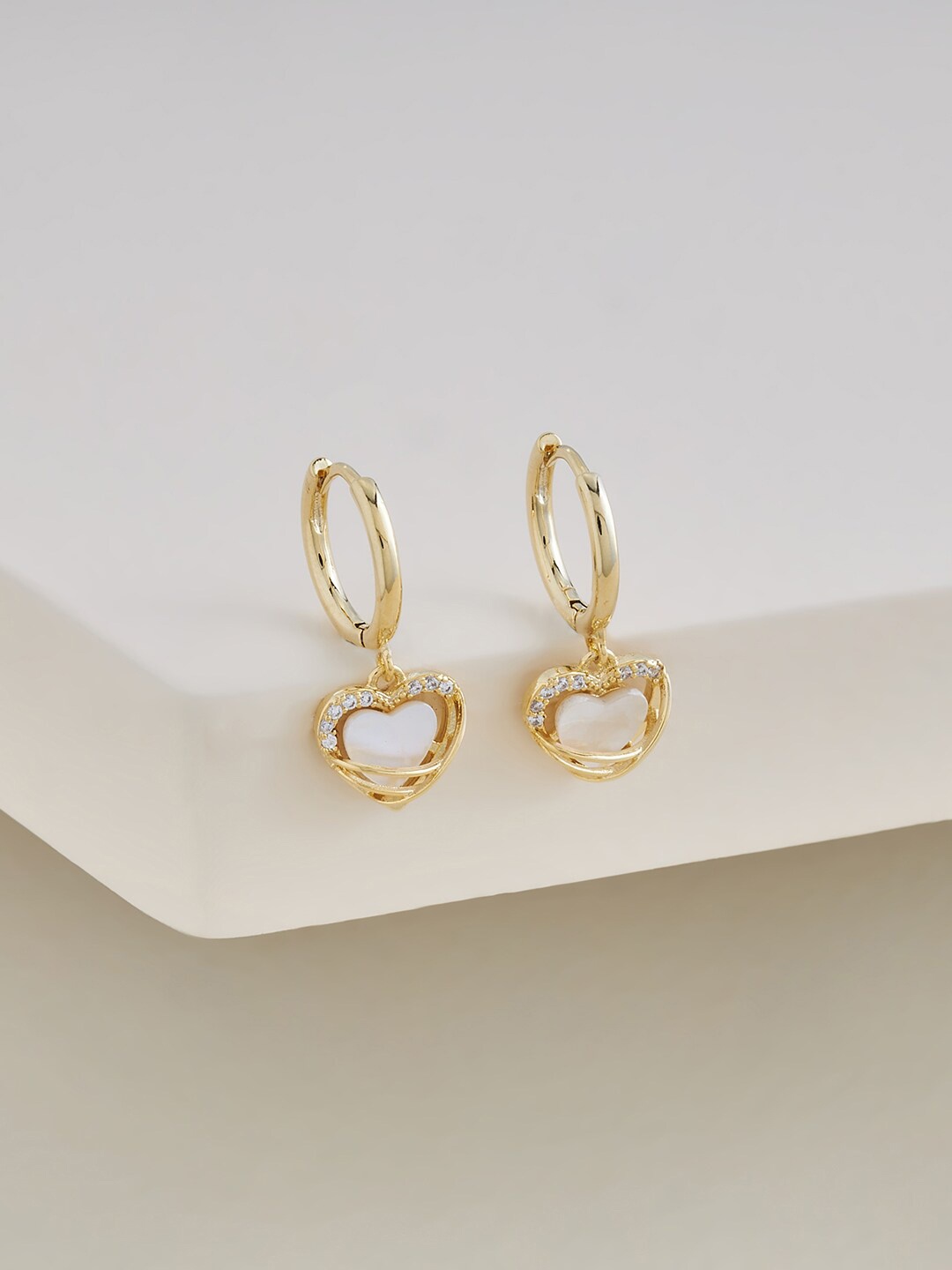 

Kushal's Fashion Jewellery Gold-Plated Cubic Zirconia Studded Drop Earrings