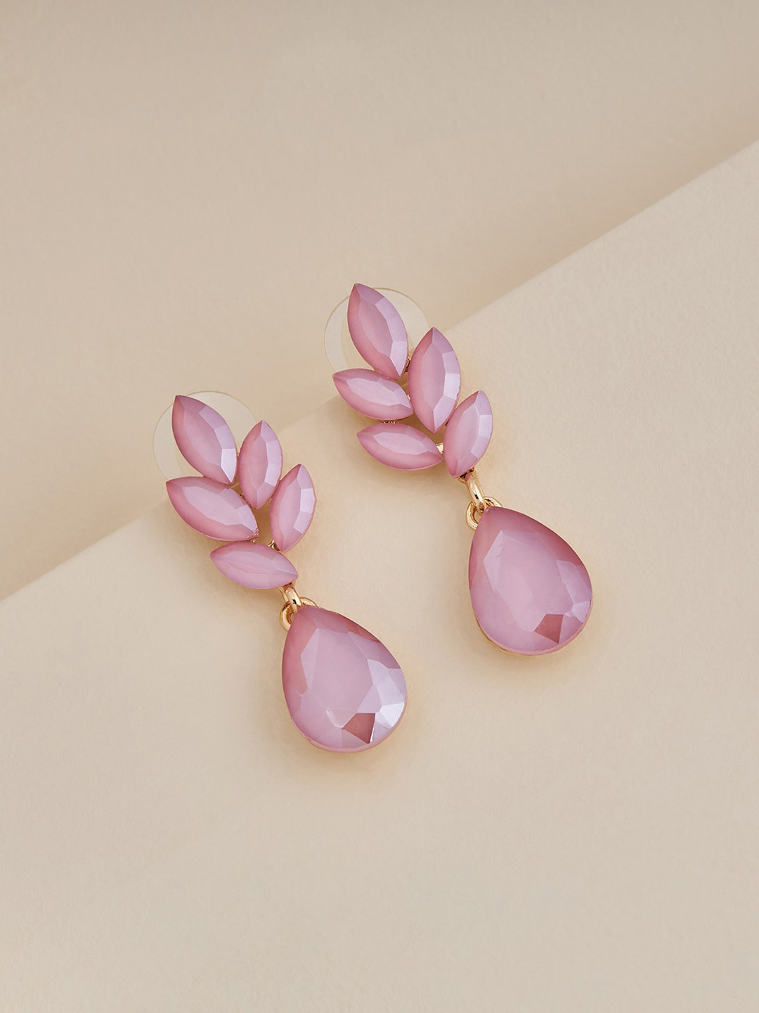 

Kushal's Fashion Jewellery Gold-Plated Contemporary Drop Earrings, Pink