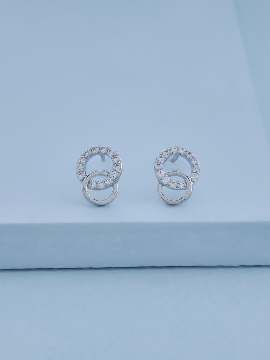 

Kushal's Fashion Jewellery Rhodium-Plated Contemporary Studs Earrings, White