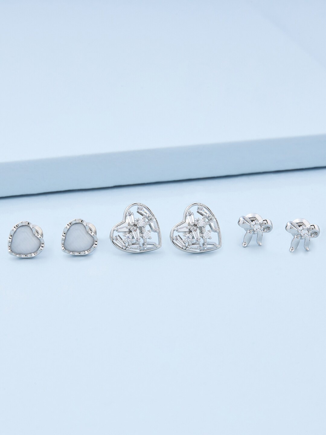 

Kushal's Fashion Jewellery Rhodium-Plated Contemporary Studs Earrings, Silver