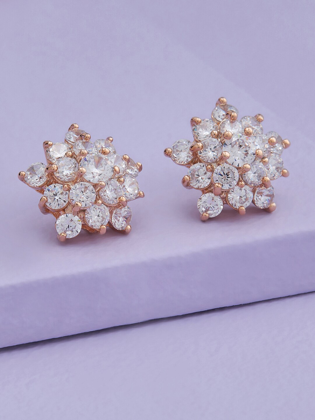 

Kushal's Fashion Jewellery Rose Gold-Plated Contemporary Studs Earrings, White