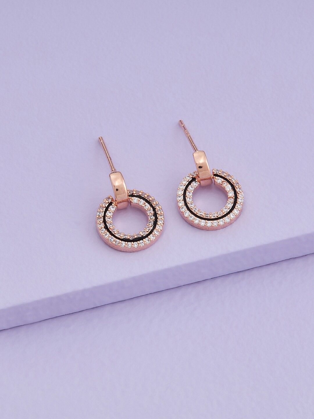 

Kushal's Fashion Jewellery Rose Gold-Plated Contemporary Drop Earrings, White
