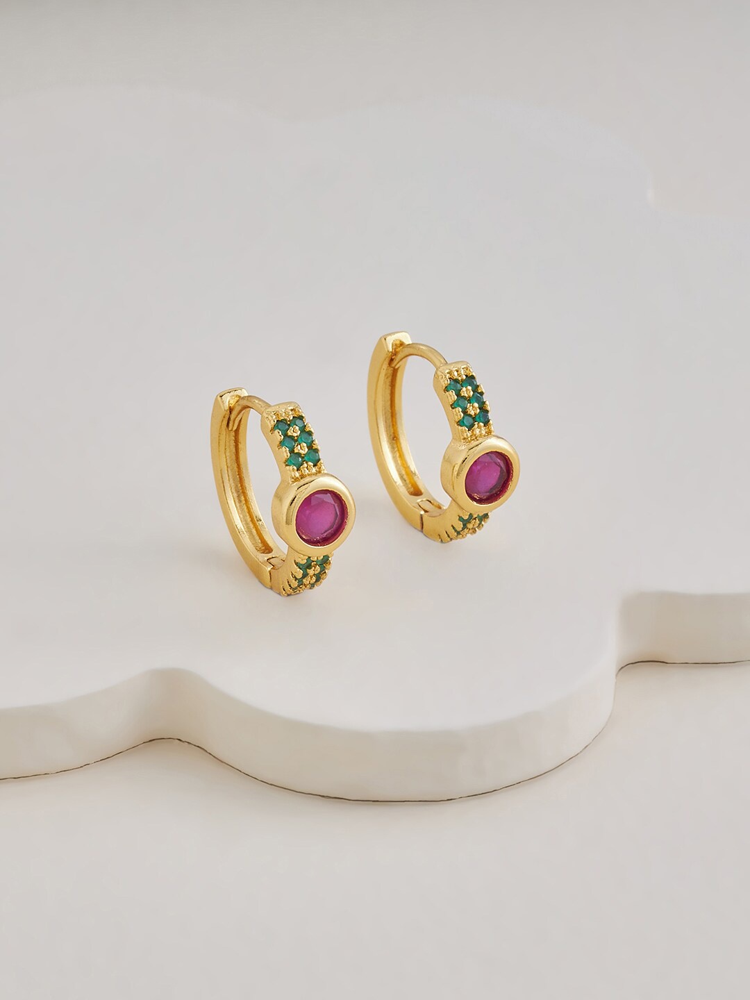 

Kushal's Fashion Jewellery Gold-Plated Contemporary Hoop Earrings, Red