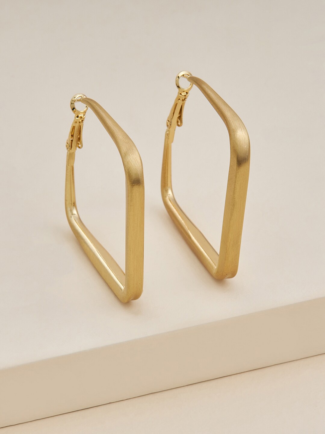 

Kushal's Fashion Jewellery Gold-Plated Square Hoop Earrings