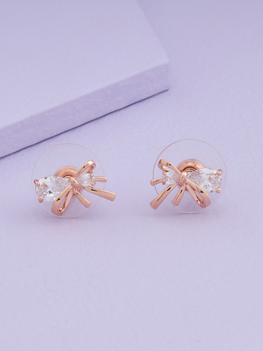 

Kushal's Fashion Jewellery Rose-Gold Plated Contemporary Studs Earrings