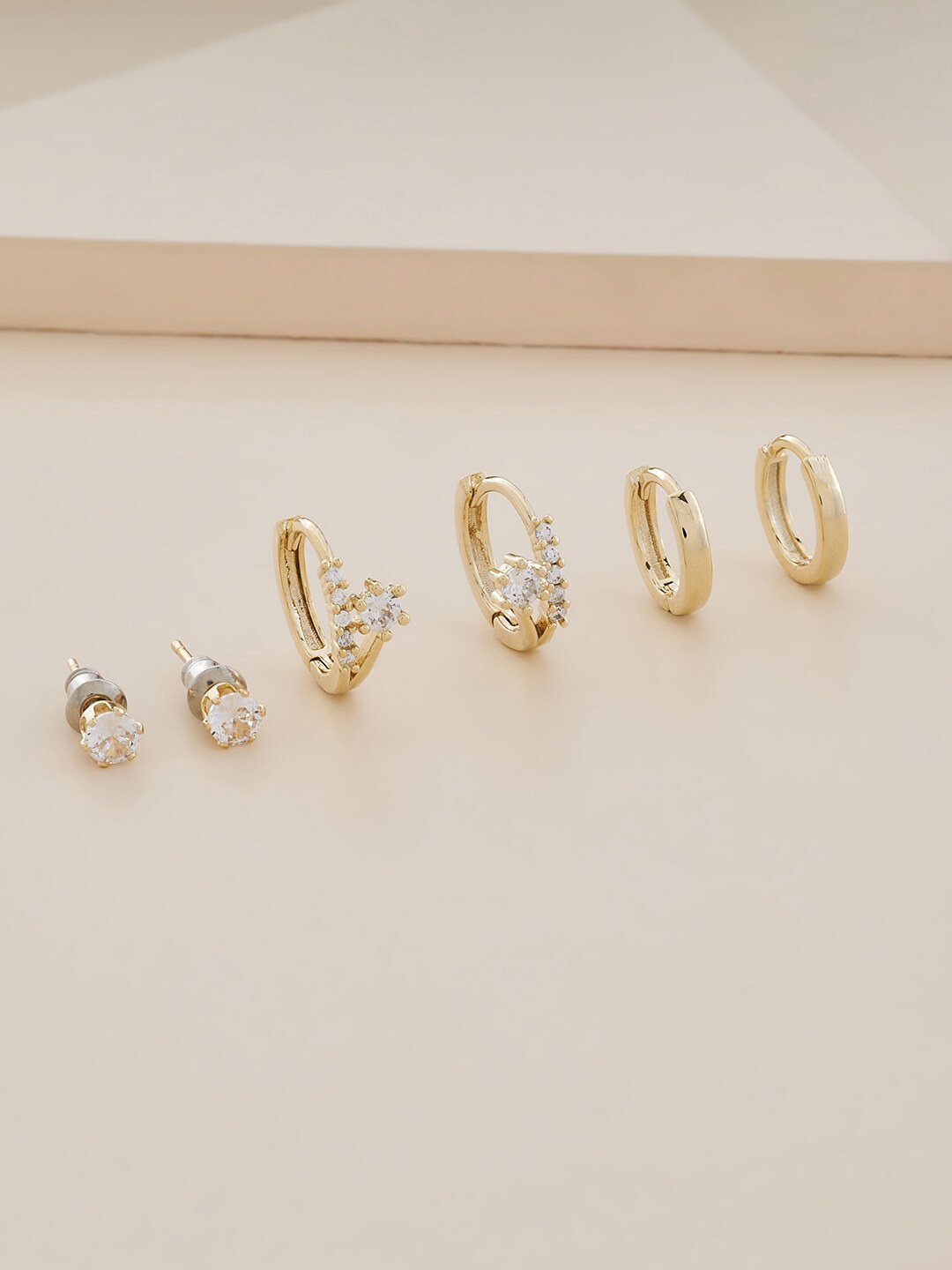 

Kushal's Fashion Jewellery Set Of 3 Gold-Plated Contemporary Studs Earrings, White