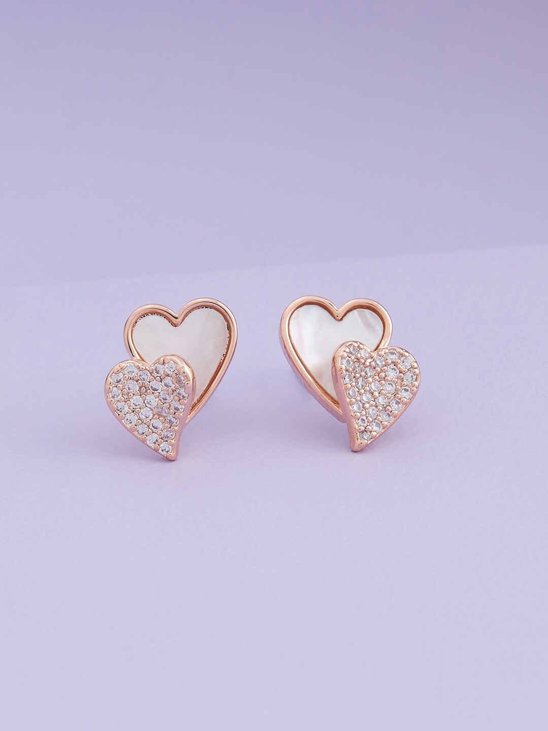 

Kushal's Fashion Jewellery Rose Gold-Plated Contemporary Studs Earrings, White