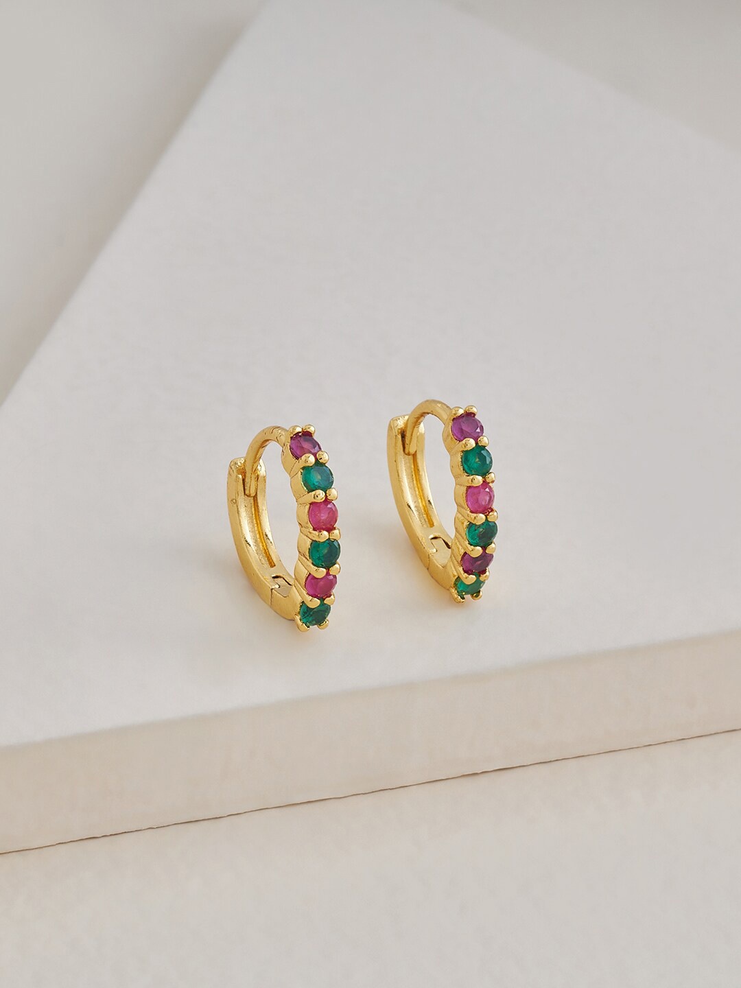 

Kushal's Fashion Jewellery Gold-Plated Contemporary Hoop Earrings, Red