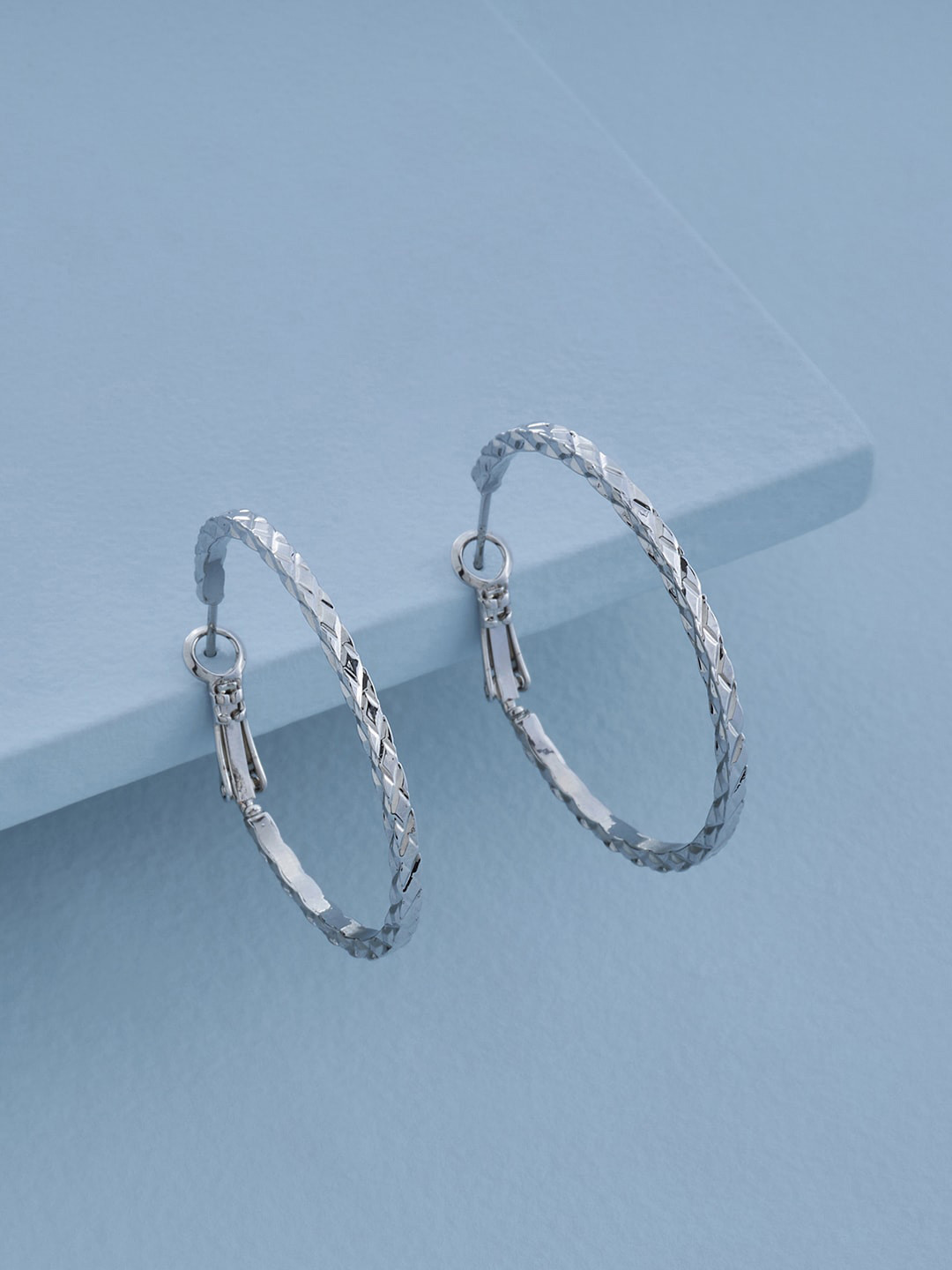 

Kushal's Fashion Jewellery Rhodium Plated Circular Hoop Earrings, White