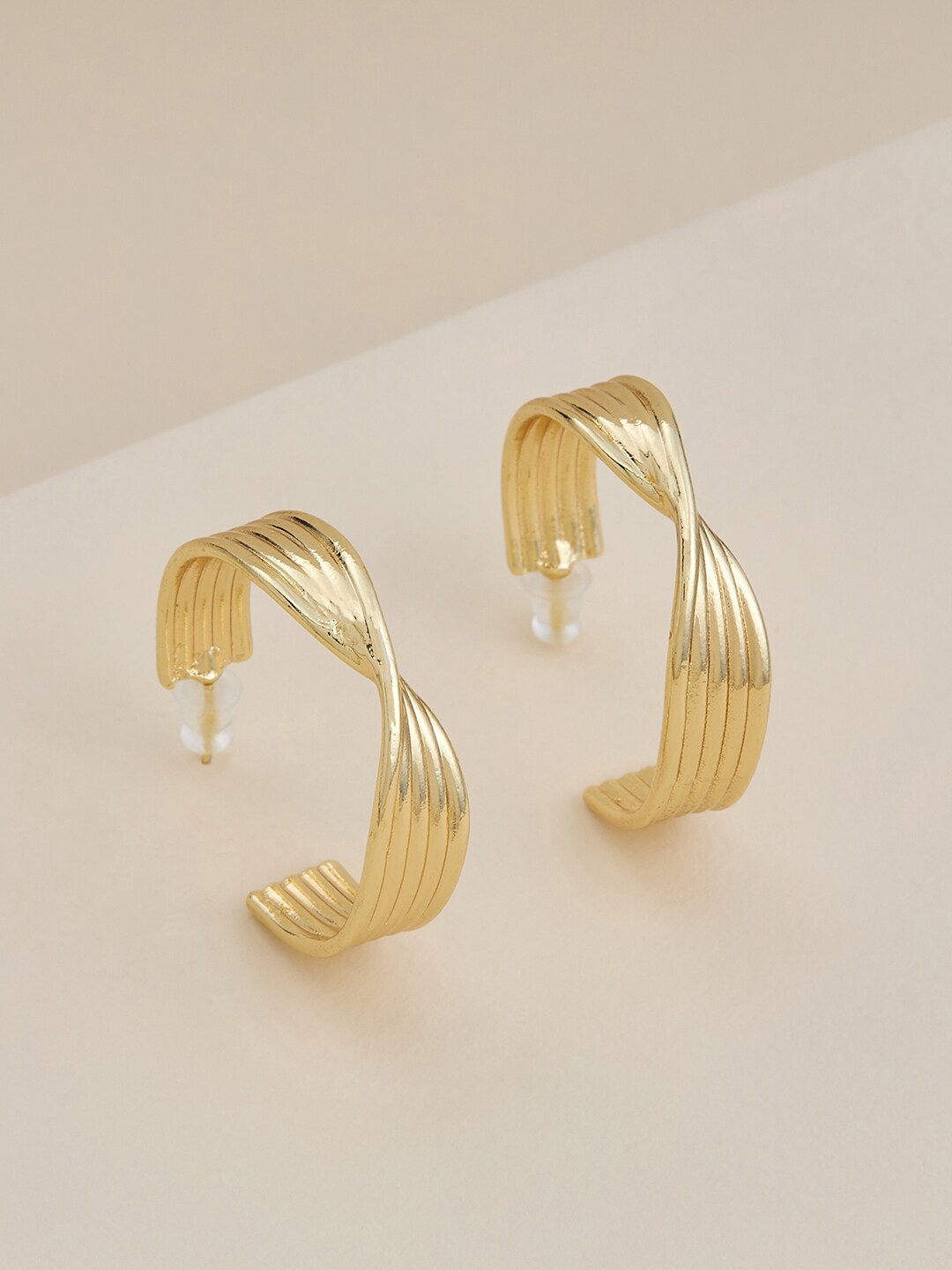 

Kushal's Fashion Jewellery Gold Plated Contemporary Half Hoop Earrings