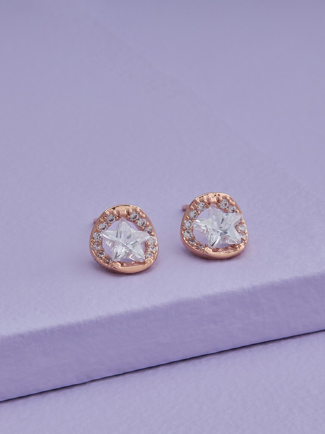 

Kushal's Fashion Jewellery Rose-Gold-Plated Contemporary Studs Earrings
