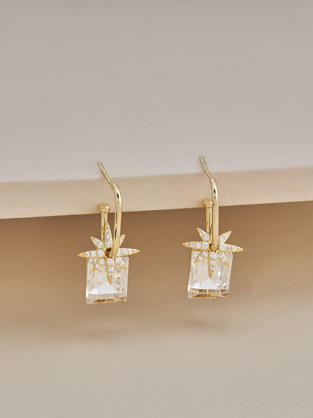 

Kushal's Fashion Jewellery Gold-Plated Contemporary Drop Earrings, White