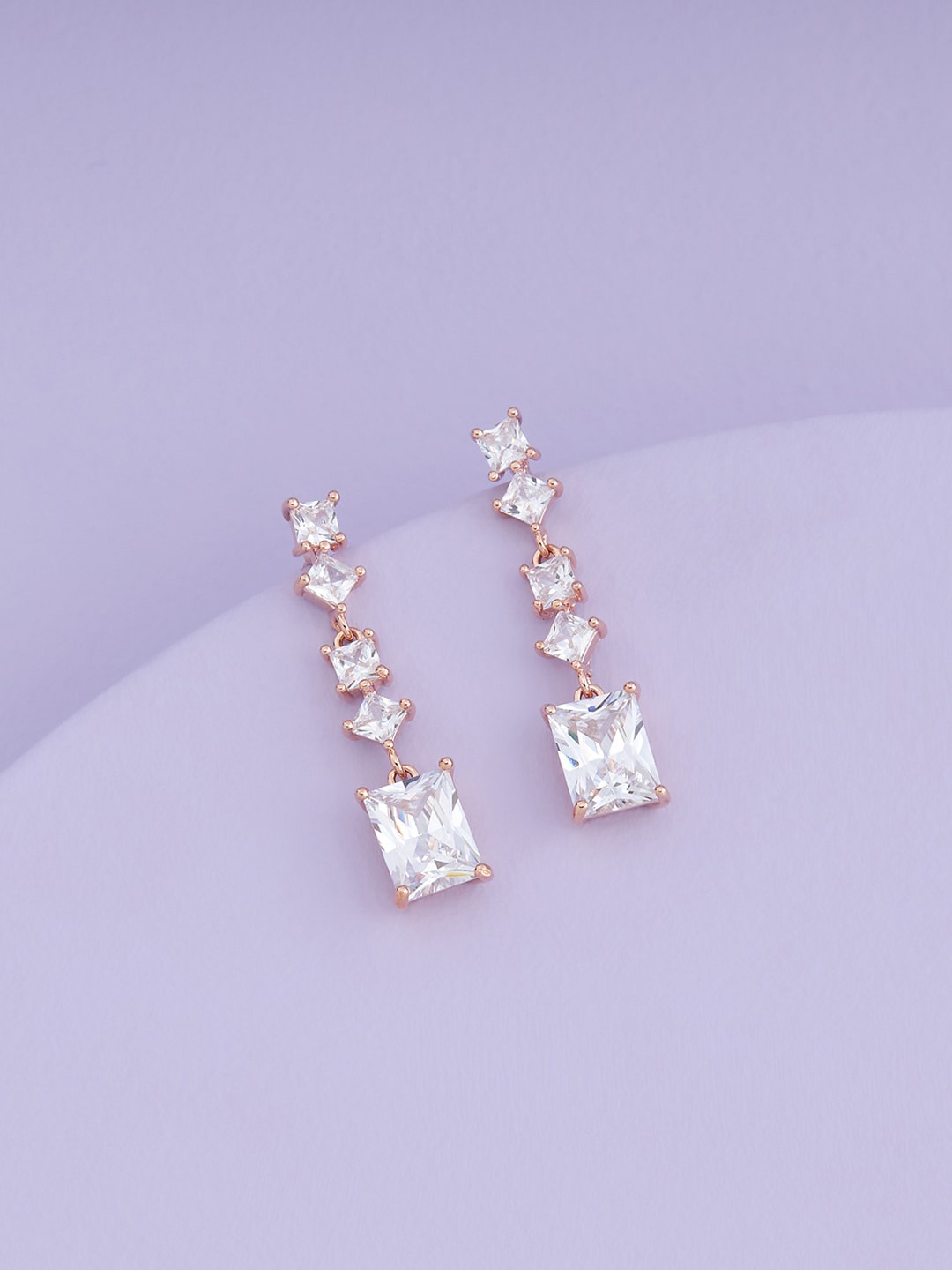 

Kushal's Fashion Jewellery Rose Gold-Plated Contemporary Drop Earrings, White