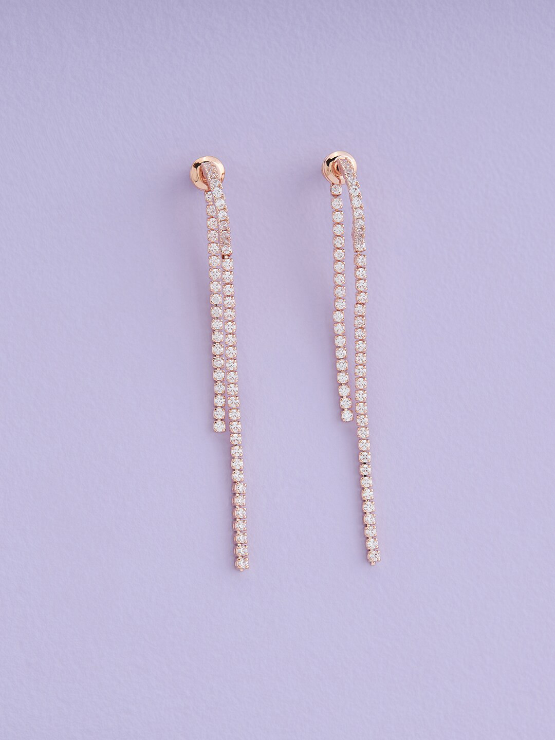 

Kushal's Fashion Jewellery Rose-Gold Plated Contemporary Drop Earrings, White