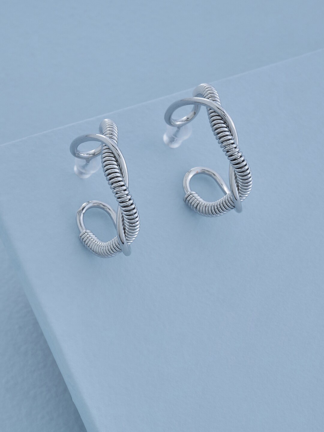 

Kushal's Fashion Jewellery Rhodium-Plated Contemporary Drop Earrings, Silver