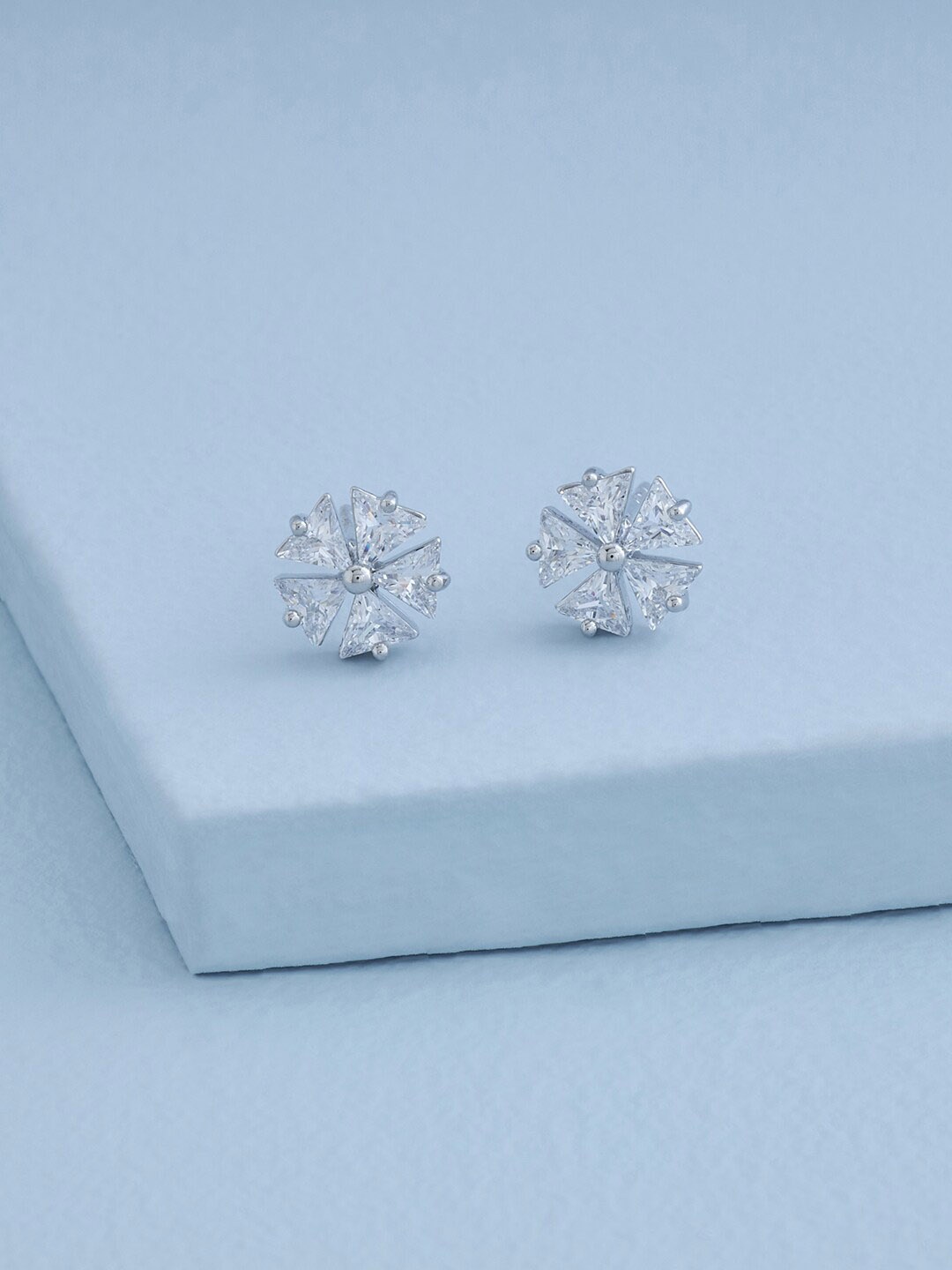 

Kushal's Fashion Jewellery Rhodium-Plated Contemporary Studs Earrings, White