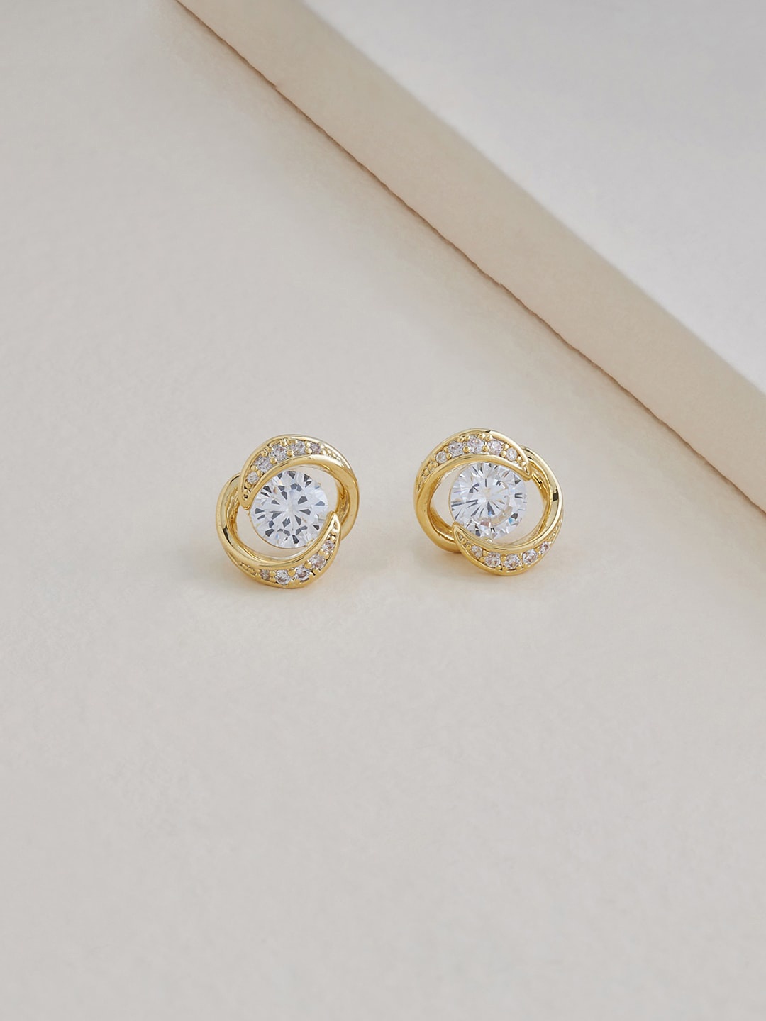 

Kushal's Fashion Jewellery Gold-Plated Cubic Zirconia Contemporary Studs Earrings, White