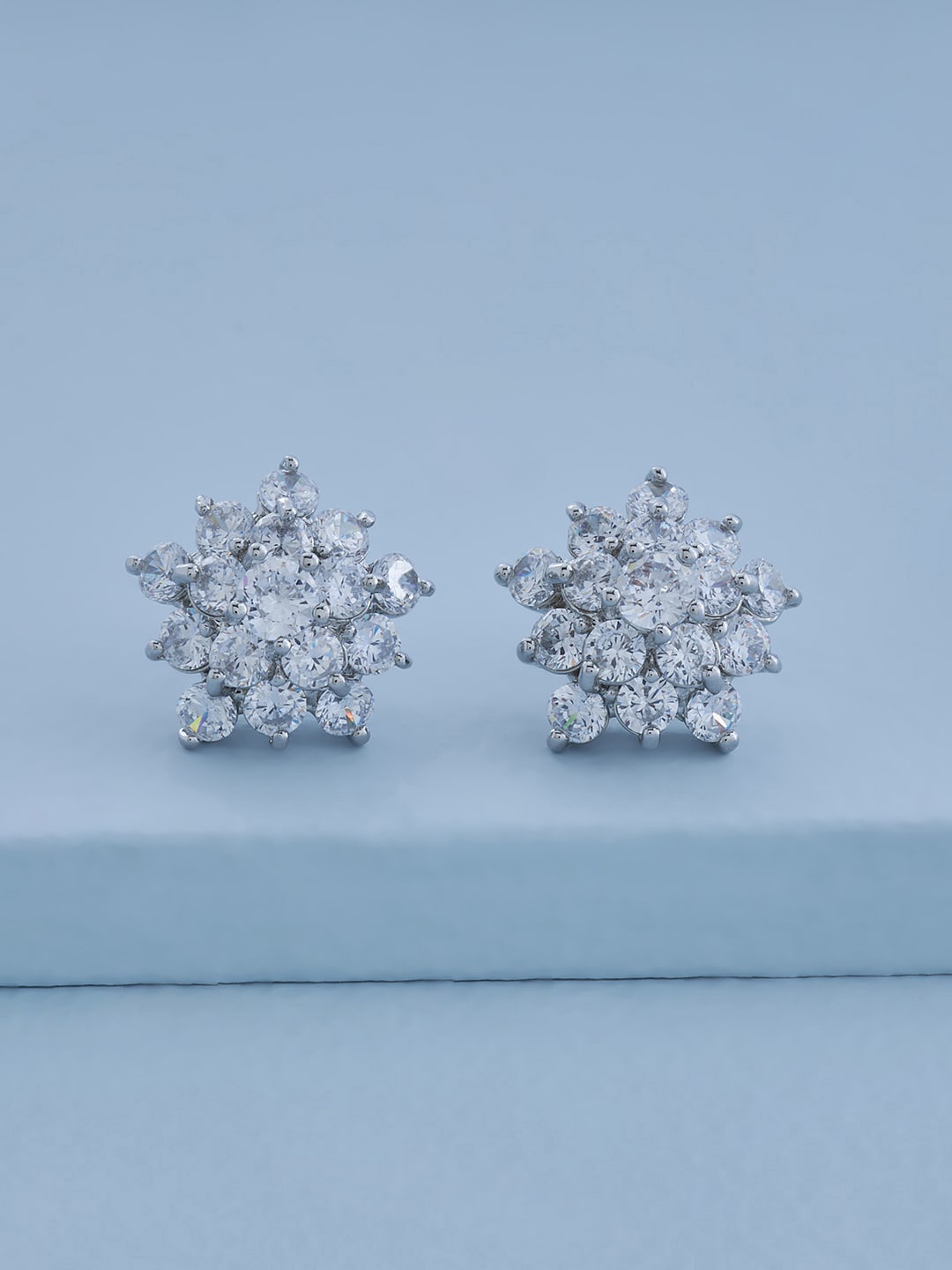 

Kushal's Fashion Jewellery Rhodium Plated Contemporary Studs, White