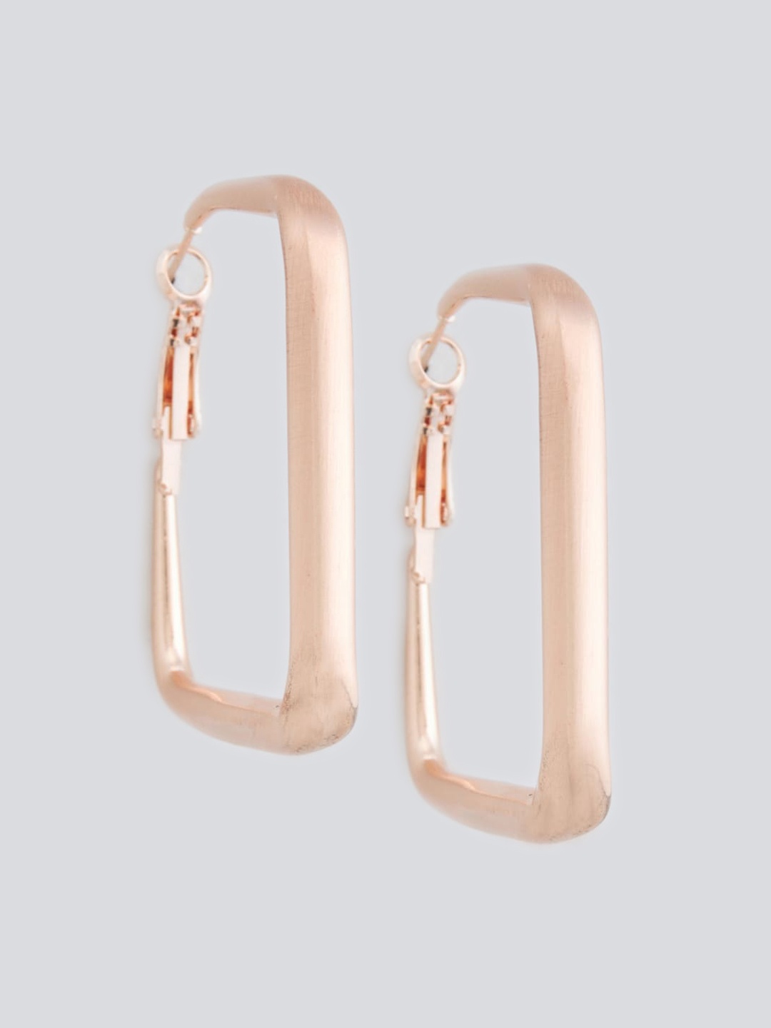 

Kushal's Fashion Jewellery Rose-Gold Plated Square Hoop Earrings