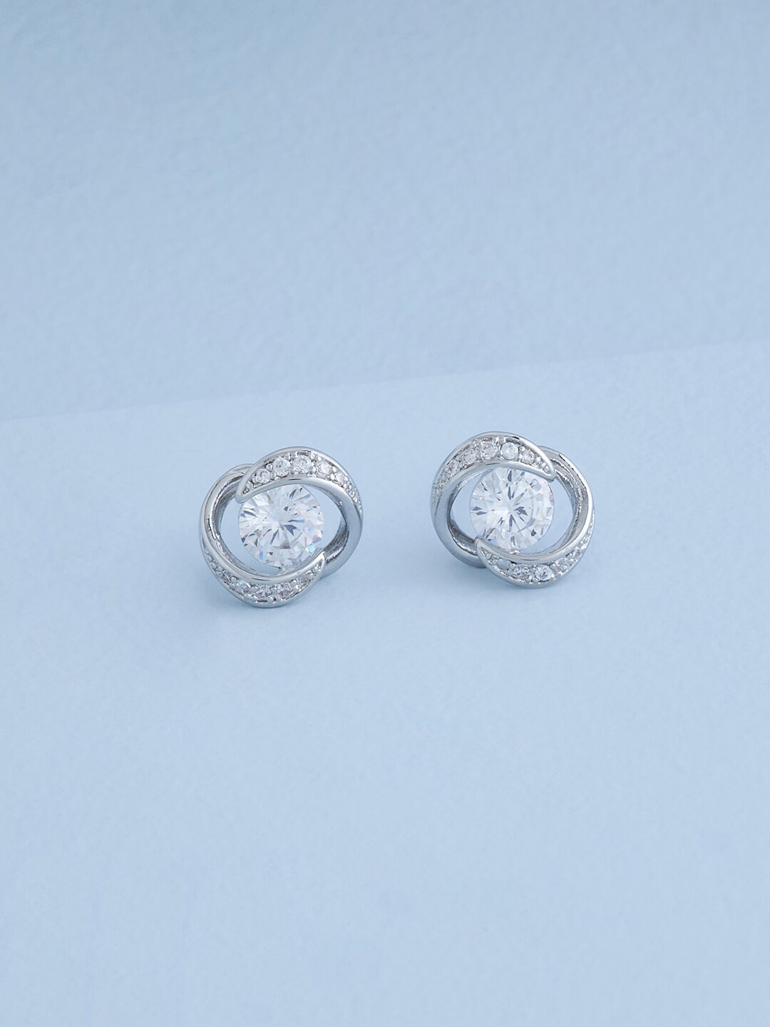 

Kushal's Fashion Jewellery Rhodium-Plated Contemporary Studs Earrings, White