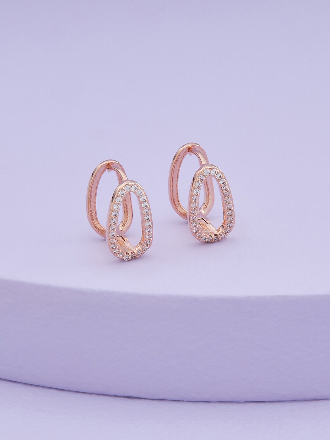 

Kushal's Fashion Jewellery Rose-Gold Plated Contemporary Hoop Earrings