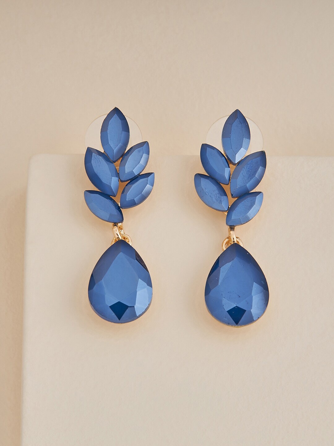 

Kushal's Fashion Jewellery Gold-Plated Contemporary Drop Earrings, Blue