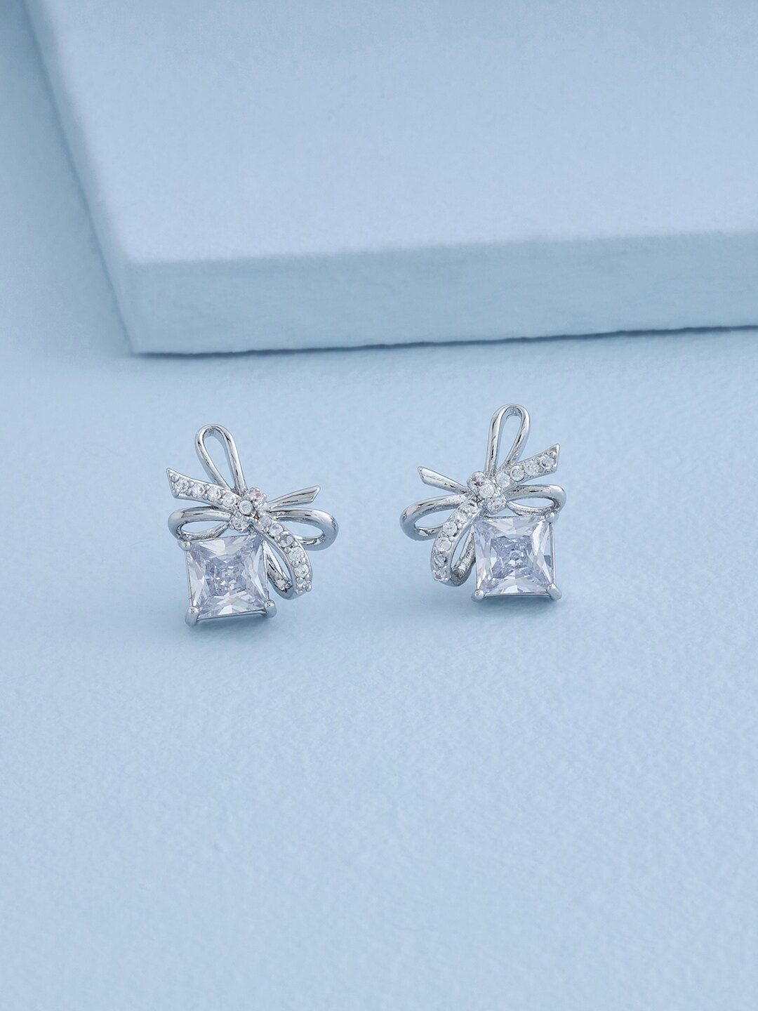 

Kushal's Fashion Jewellery Rhodium Plated Contemporary Studs Earrings, White