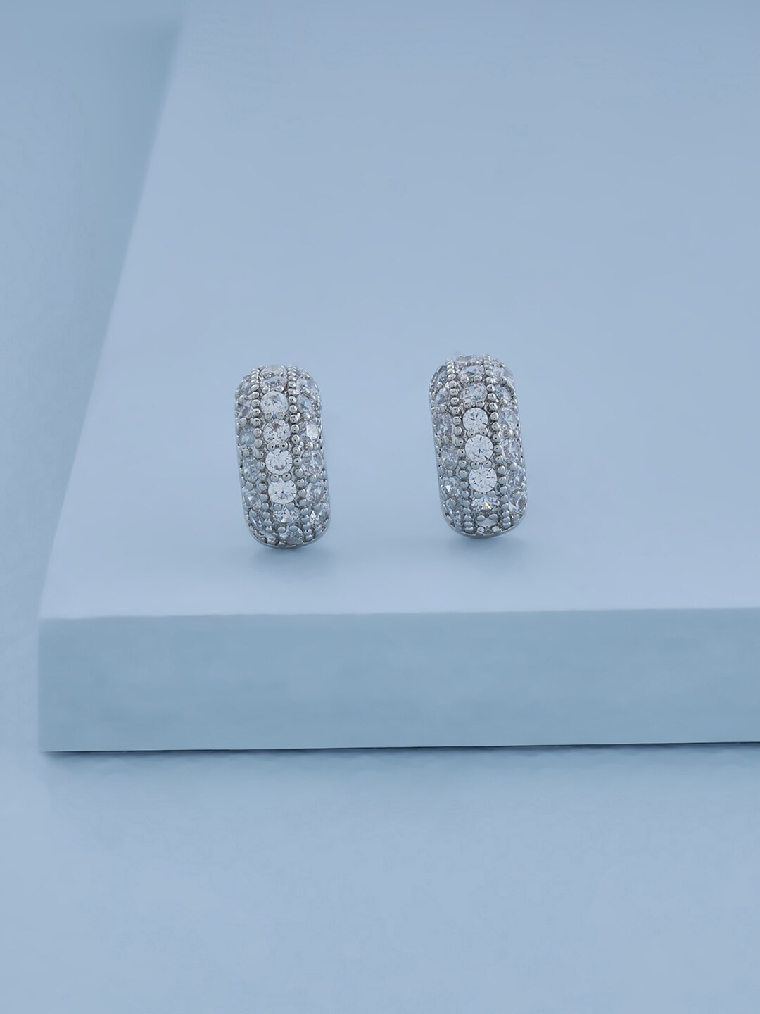 

Kushal's Fashion Jewellery Rhodium Plated Contemporary Studs, White