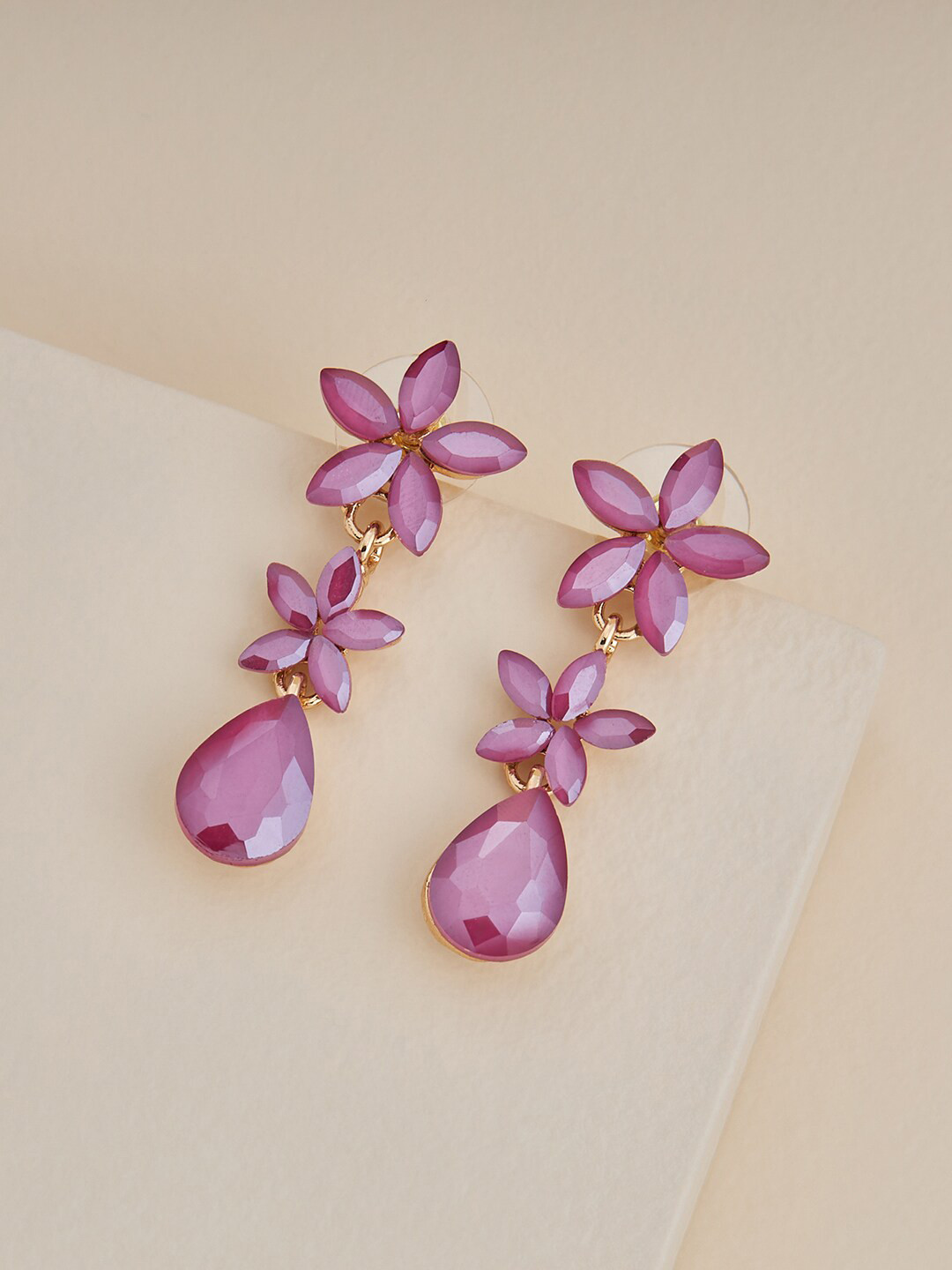 

Kushal's Fashion Jewellery Gold-Plated Contemporary Drop Earrings, Purple