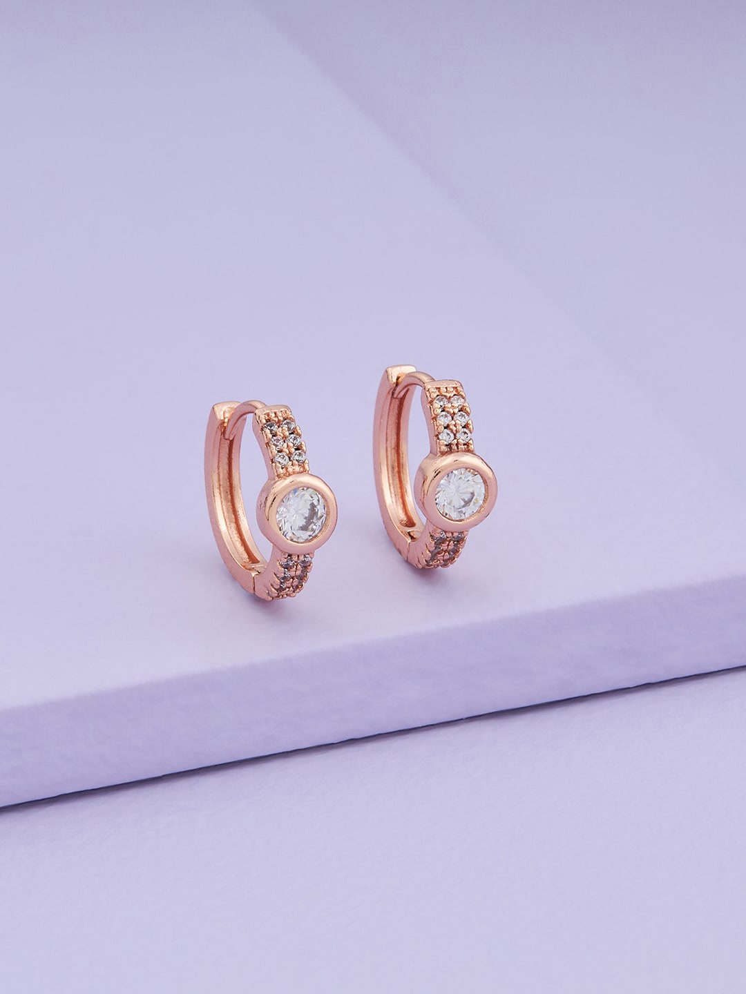 

Kushal's Fashion Jewellery Rose Gold-Plated Contemporary Hoop Earrings, White