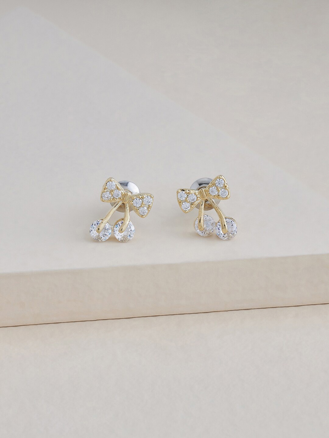 

Kushal's Fashion Jewellery Gold Plated Cubic Zirconia Contemporary Studs Earrings, White