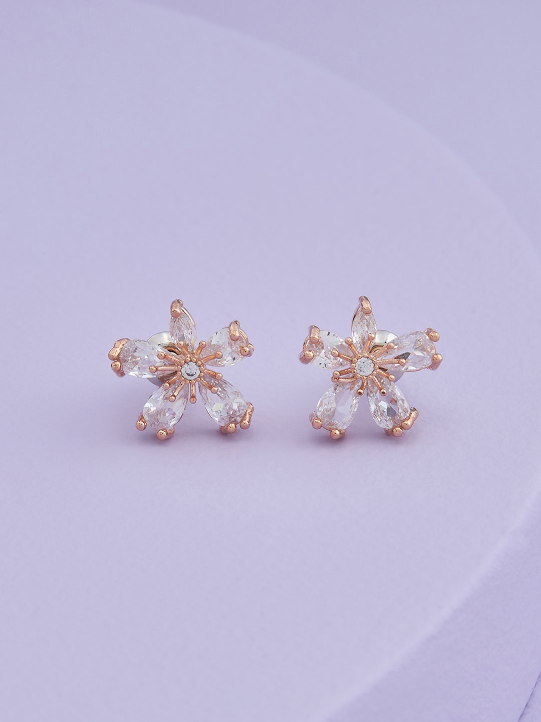 

Kushal's Fashion Jewellery Rose-Gold-Plated Floral Shaped Studs Earrings