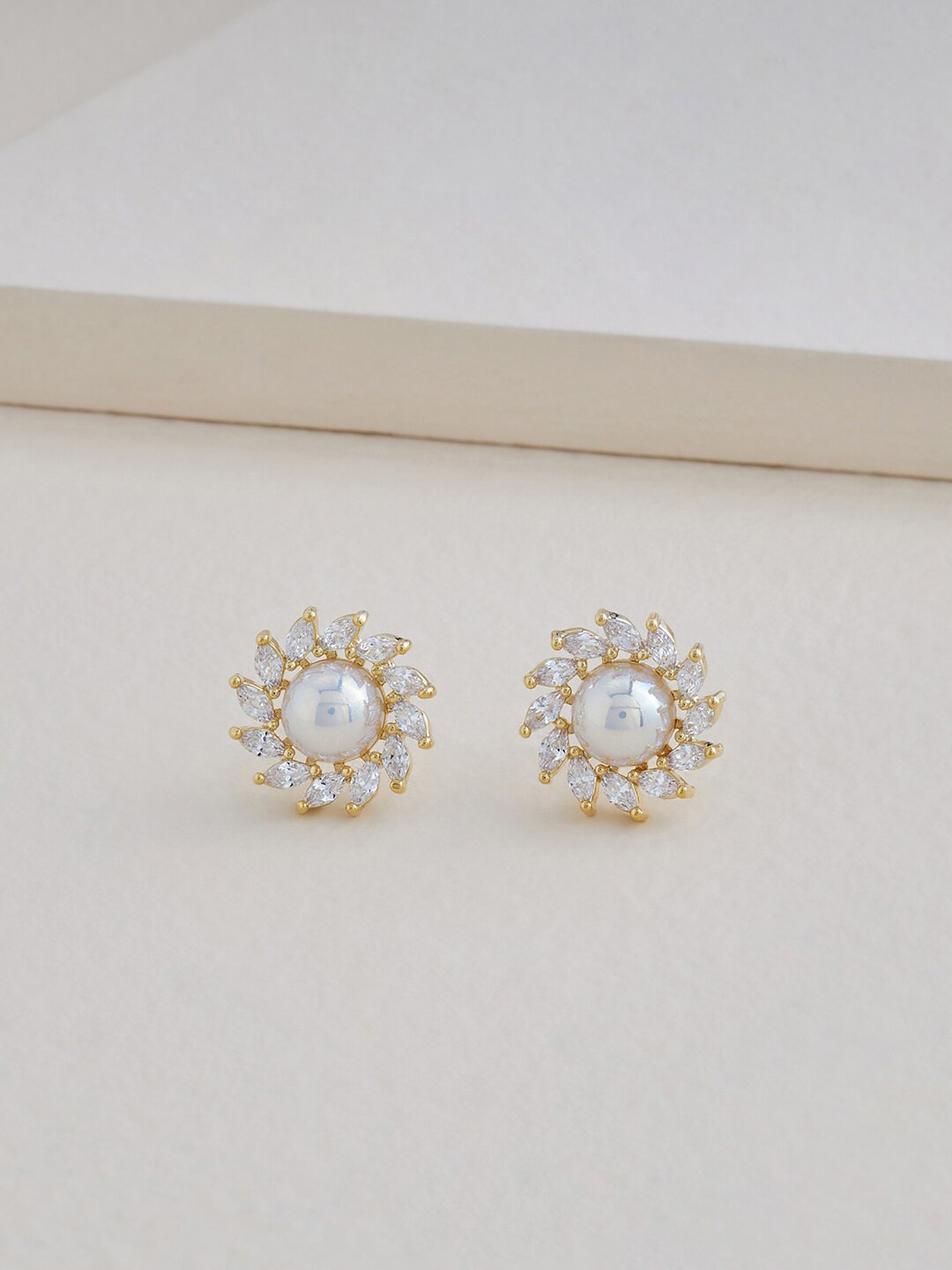 

Kushal's Fashion Jewellery Gold-Plated Contemporary Studs Earrings, White