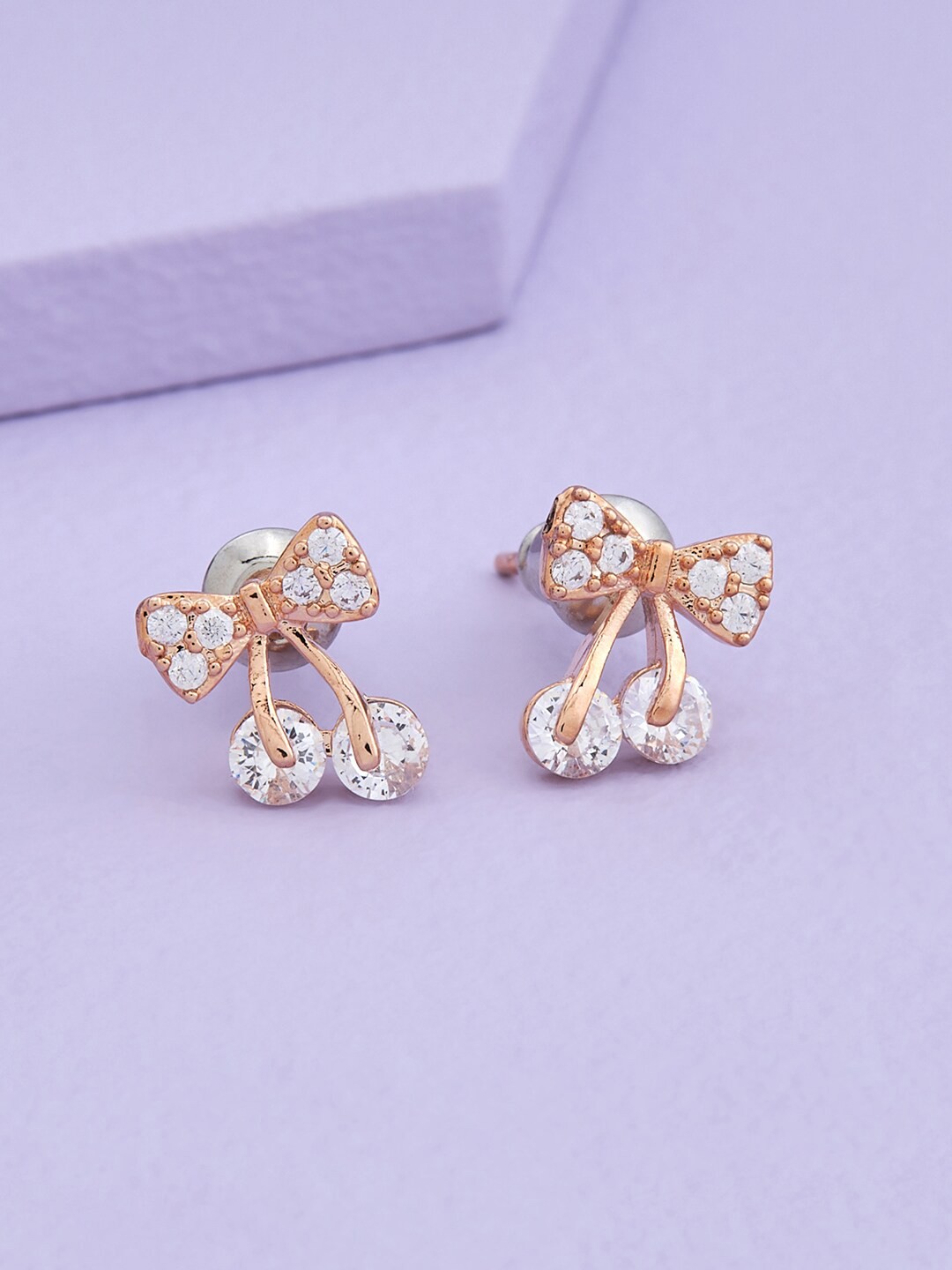 

Kushal's Fashion Jewellery Rose Gold-Plated Contemporary Studs Earrings, White