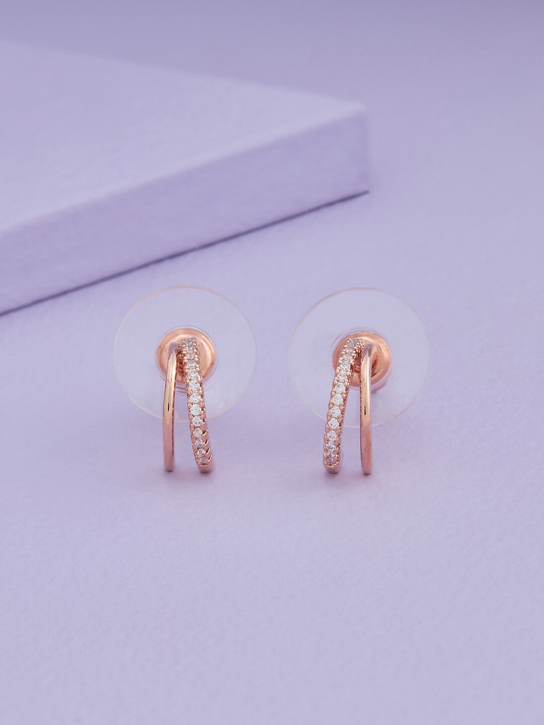 

Kushal's Fashion Jewellery Rose-Gold Plated Contemporary Studs, White