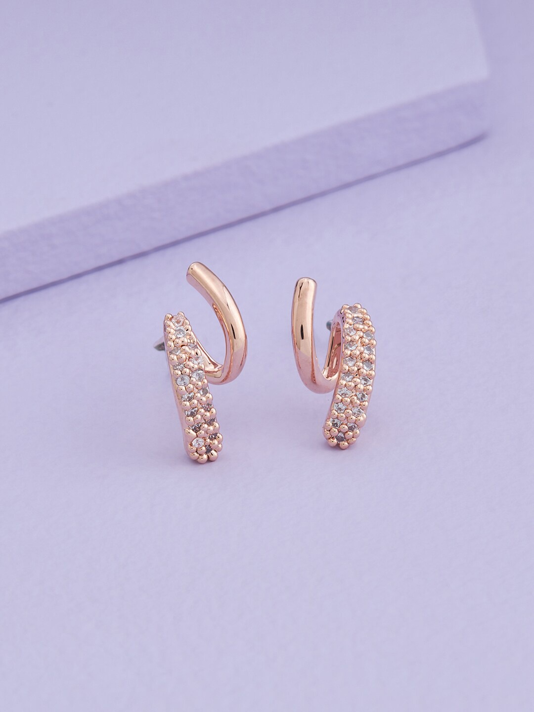 

Kushal's Fashion Jewellery Rose-Gold Plated Contemporary Studs, White
