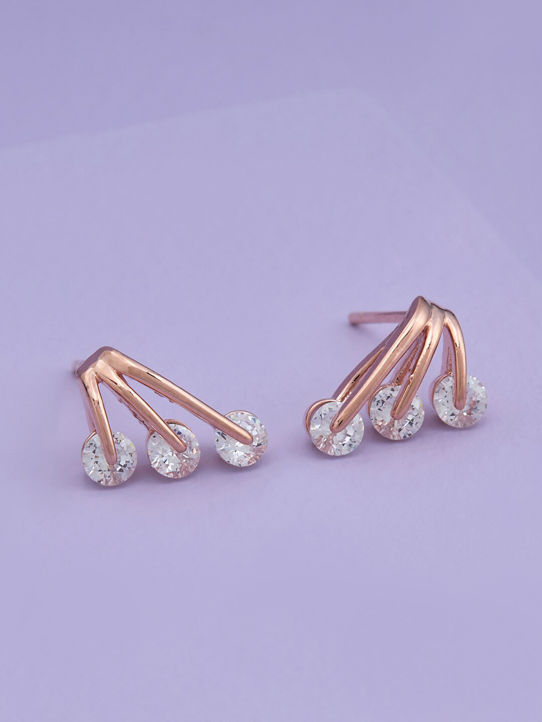 

Kushal's Fashion Jewellery Rose Gold-Plated Cubic Zirconia Contemporary Studs Earrings, White