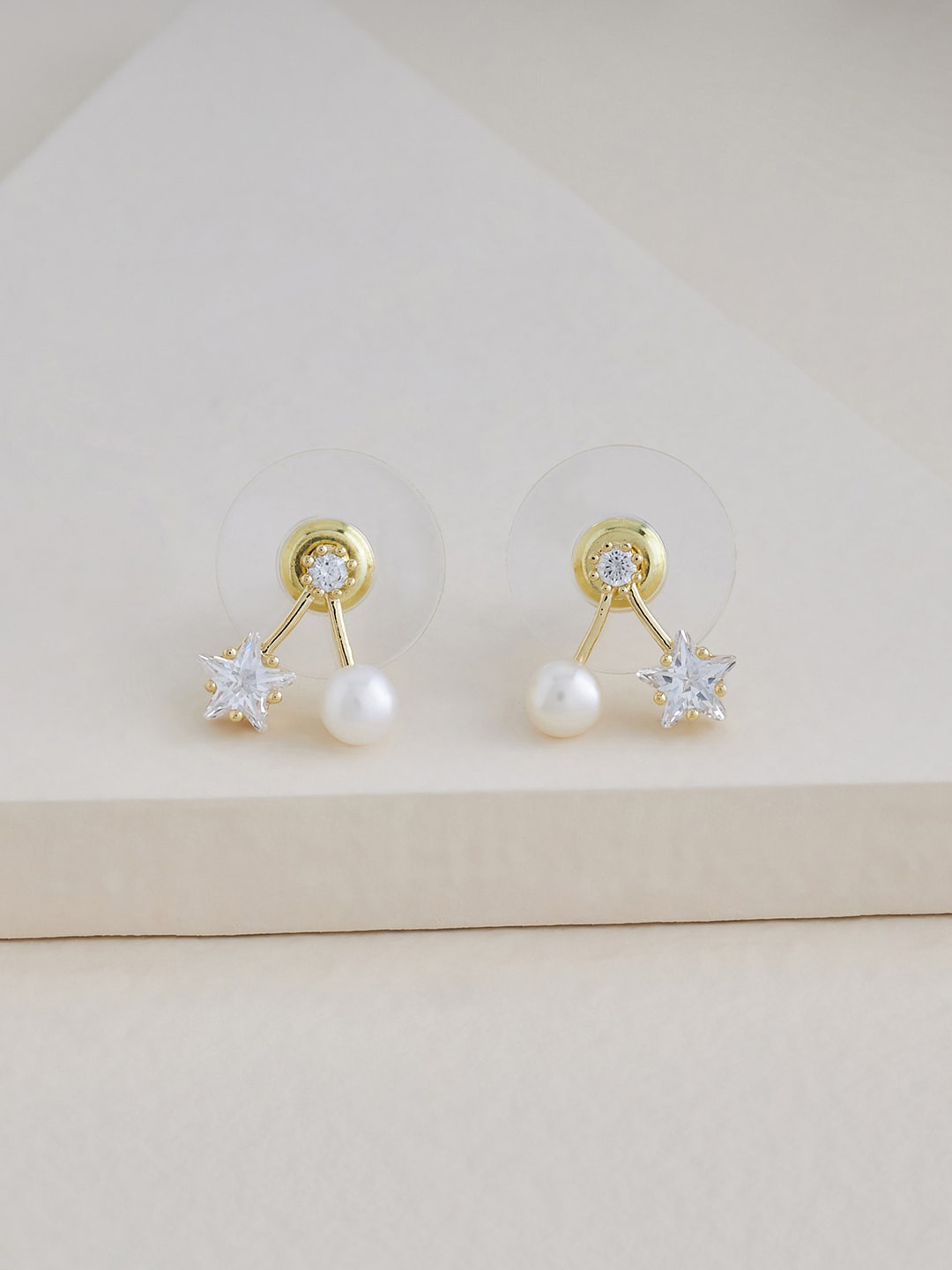 

Kushal's Fashion Jewellery Gold-Plated Contemporary Studs Earrings, White
