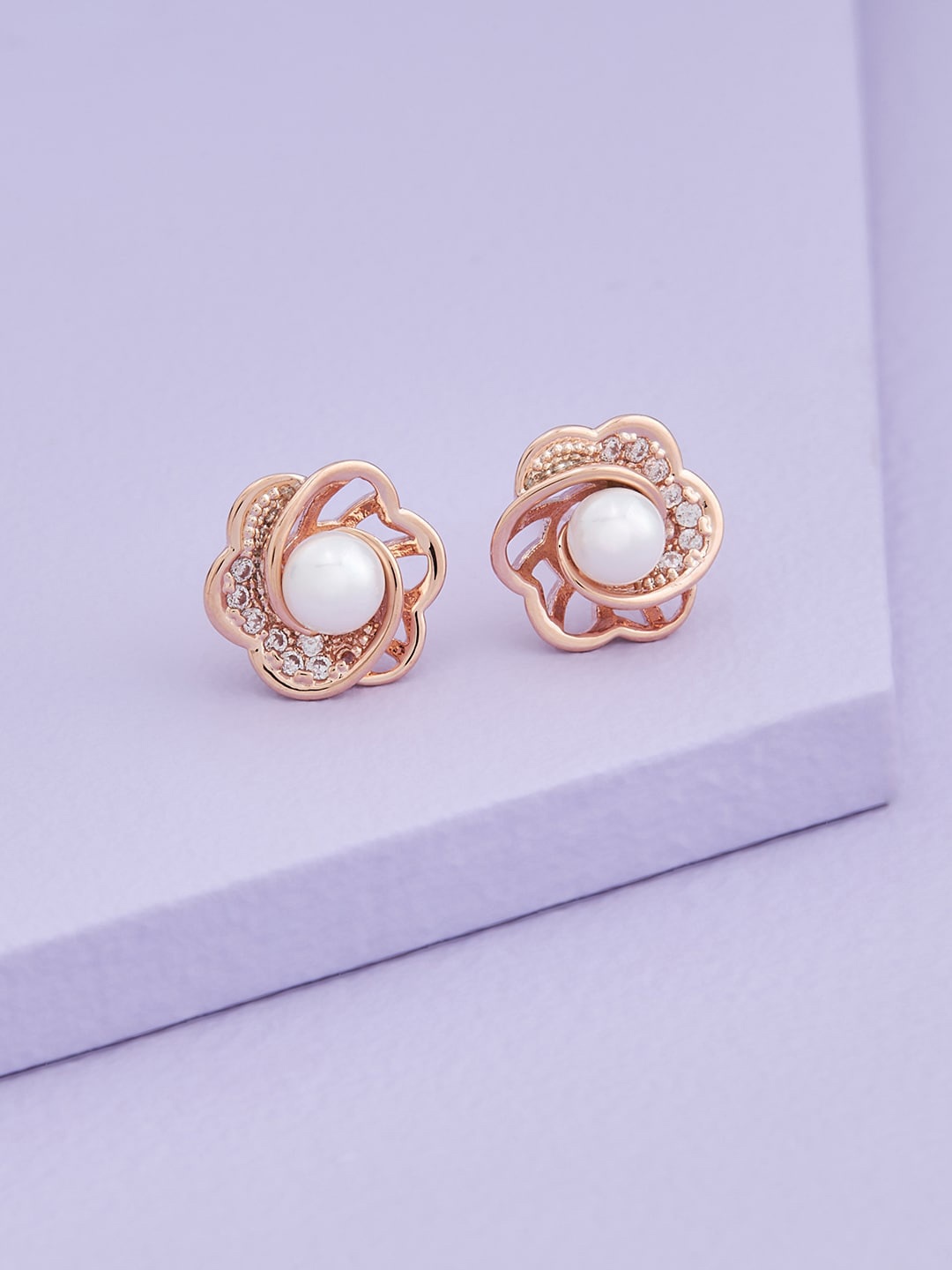 

Kushal's Fashion Jewellery Rose Gold-Plated Contemporary Studs Earrings