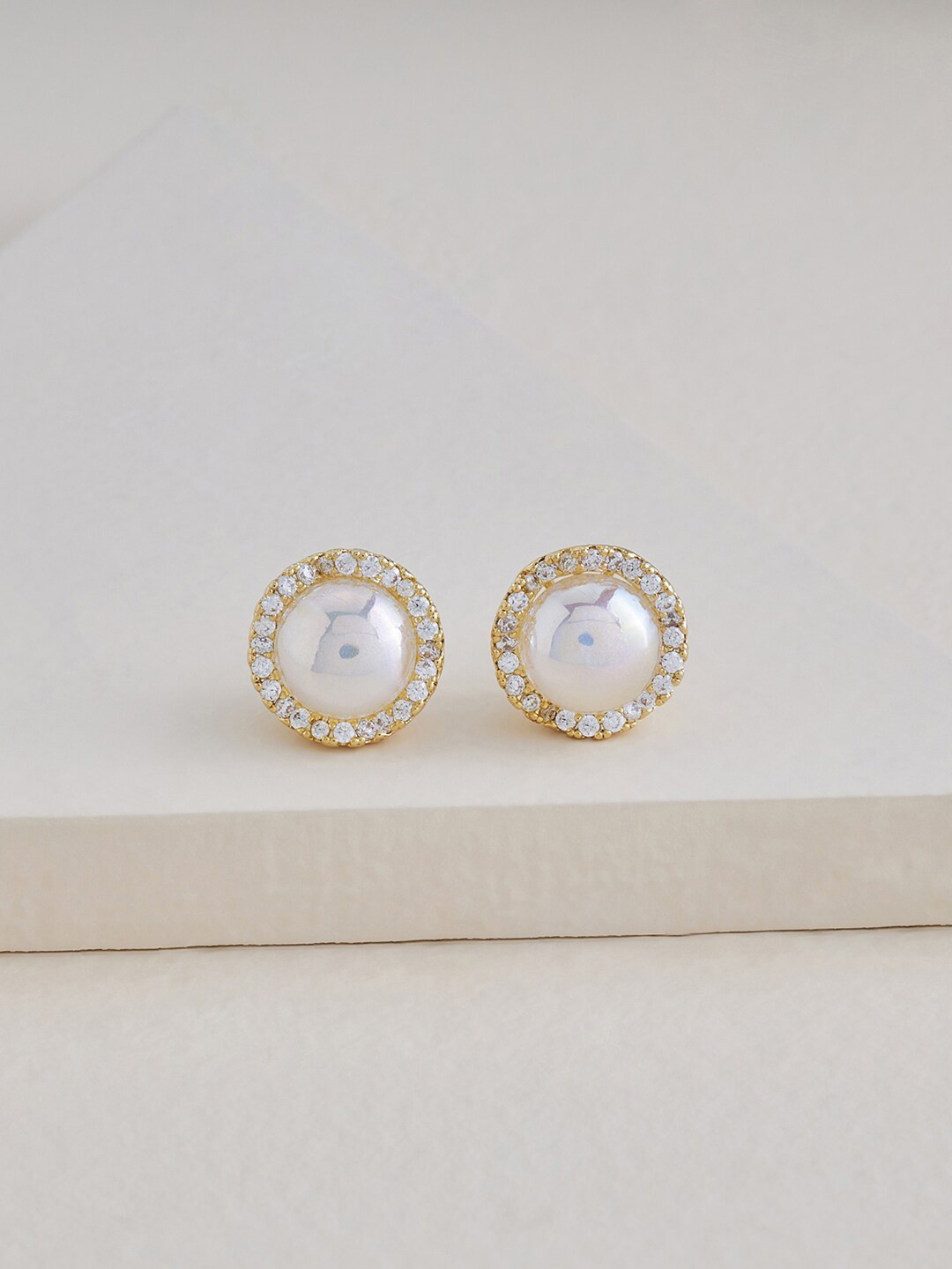

Kushal's Fashion Jewellery Gold-Plated Contemporary Studs Earrings, White