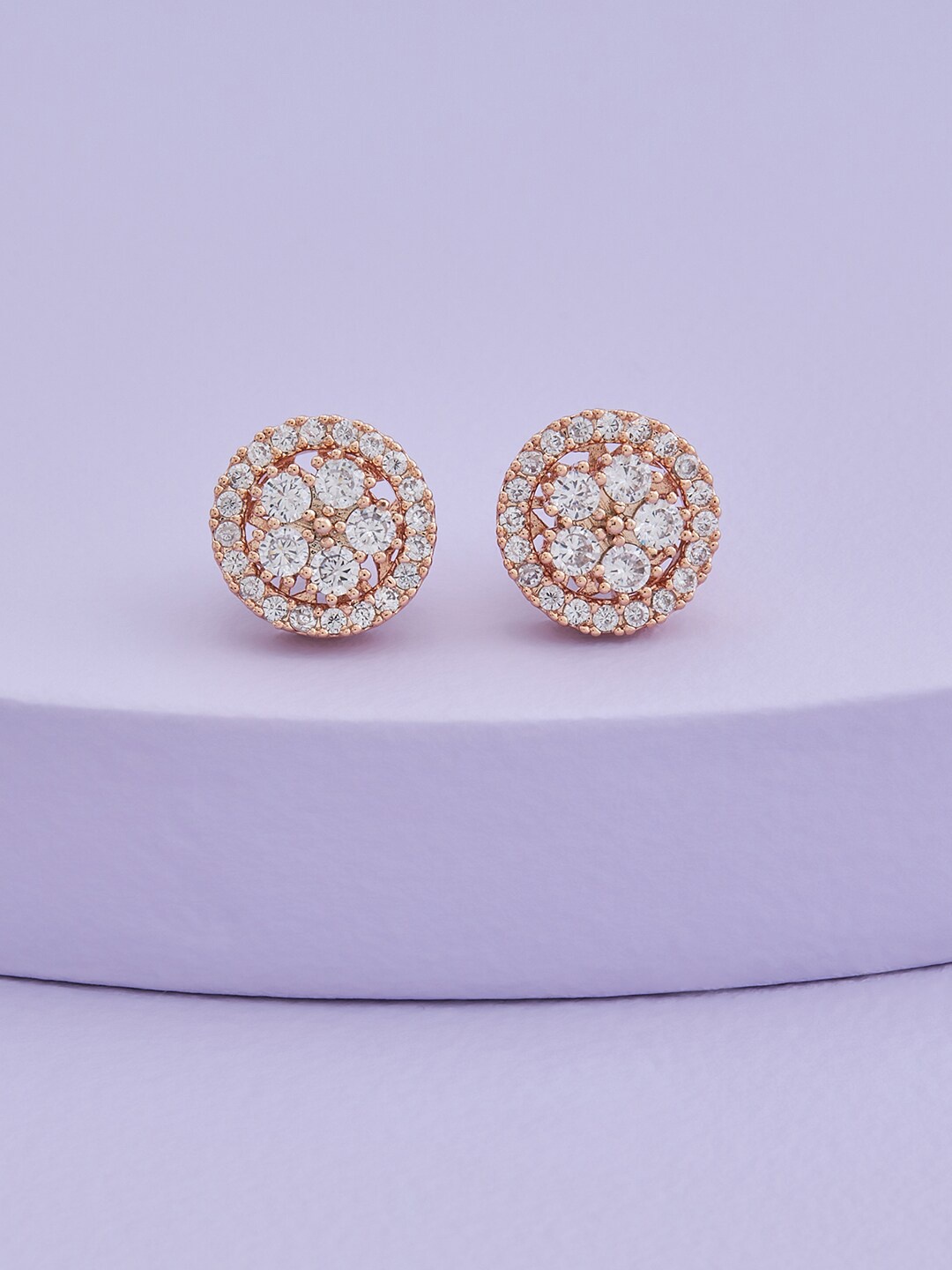 

Kushal's Fashion Jewellery Rose Gold-Plated Contemporary Stud Earrings, White