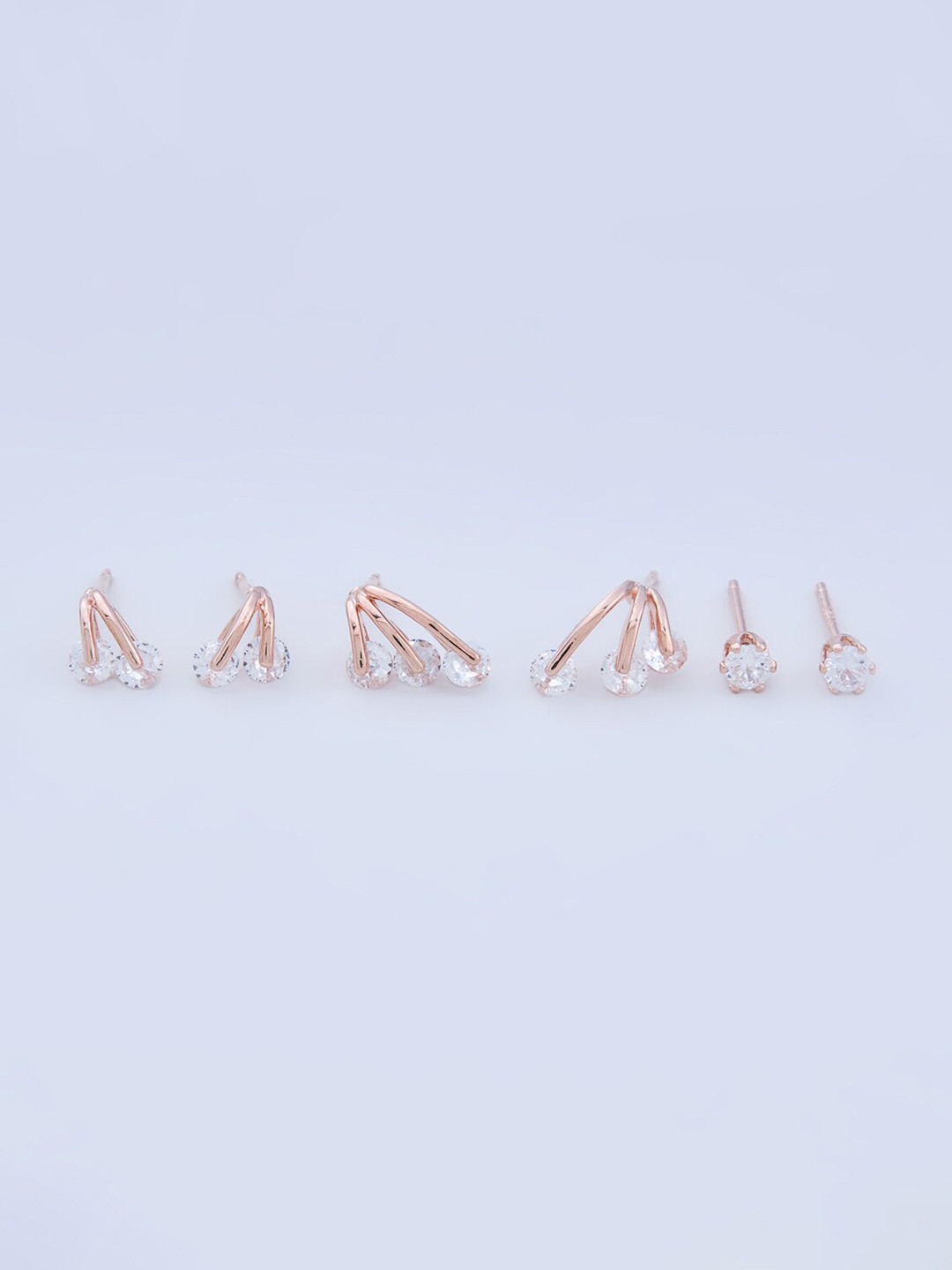 

Kushal's Fashion Jewellery Pack Of 3 Rose Gold-Plated Contemporary Studs Earrings, White