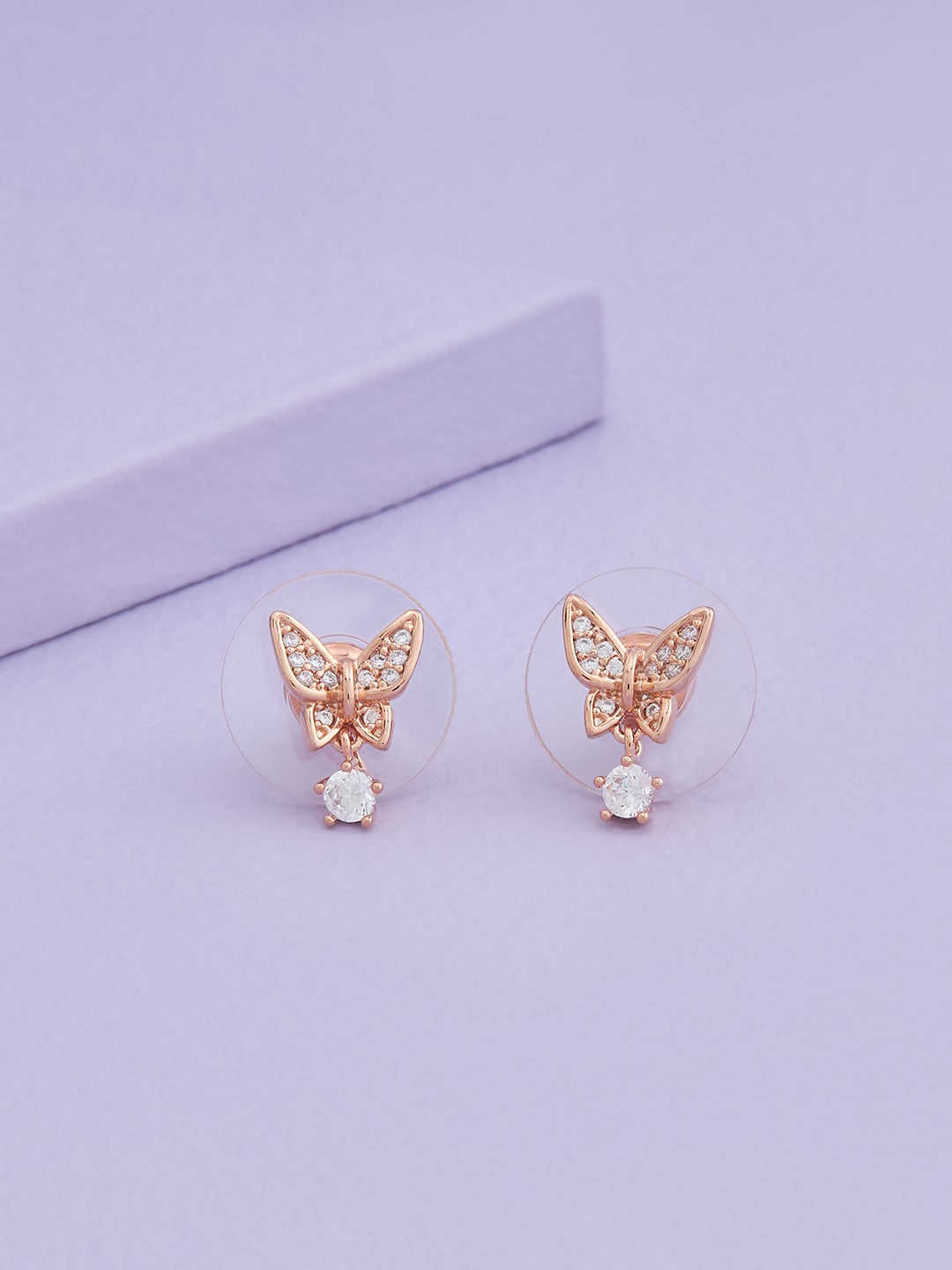 

Kushal's Fashion Jewellery Rose-Gold Plated Contemporary Studs Earrings, White